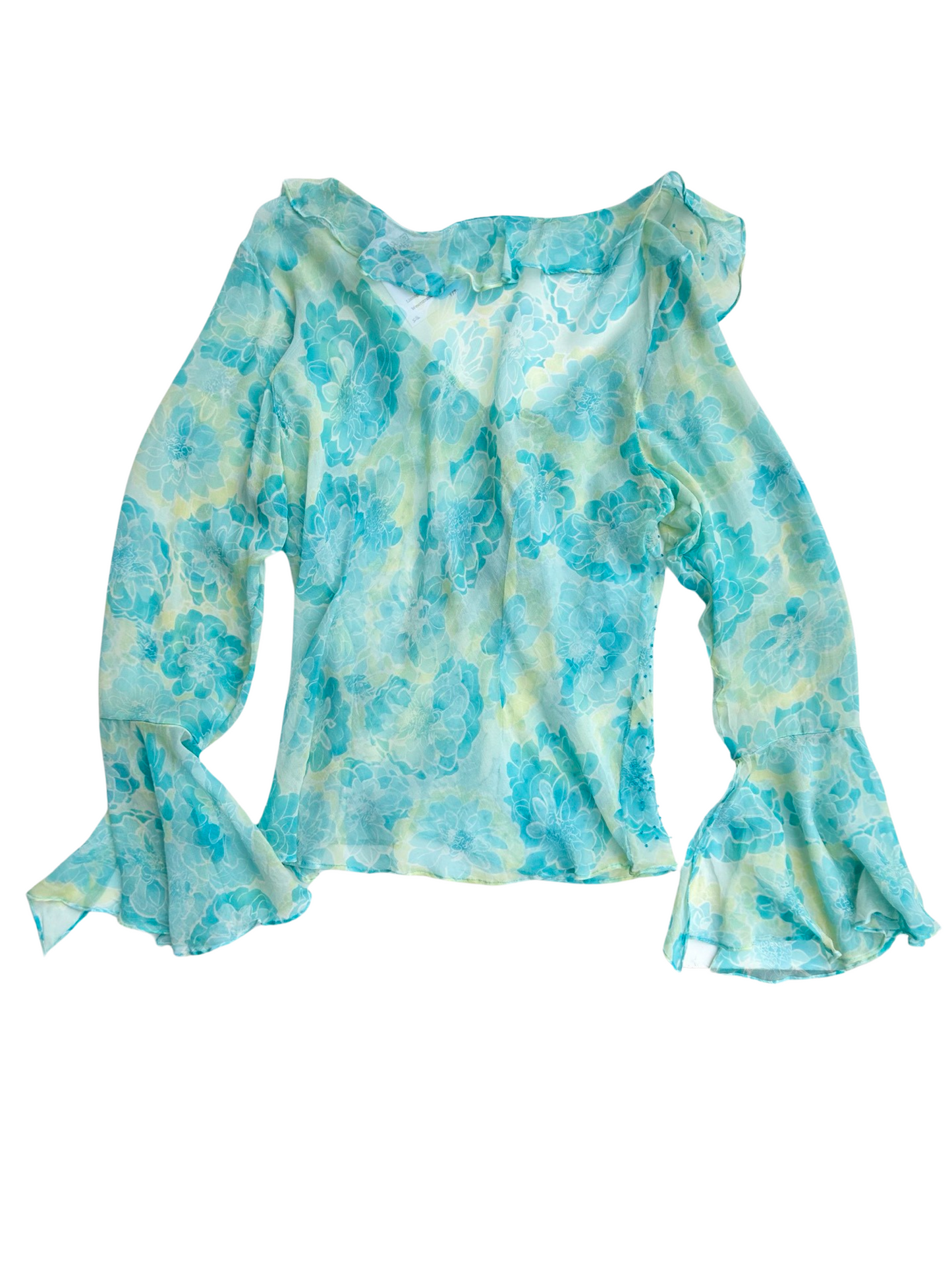 Floral embellished silk blouse