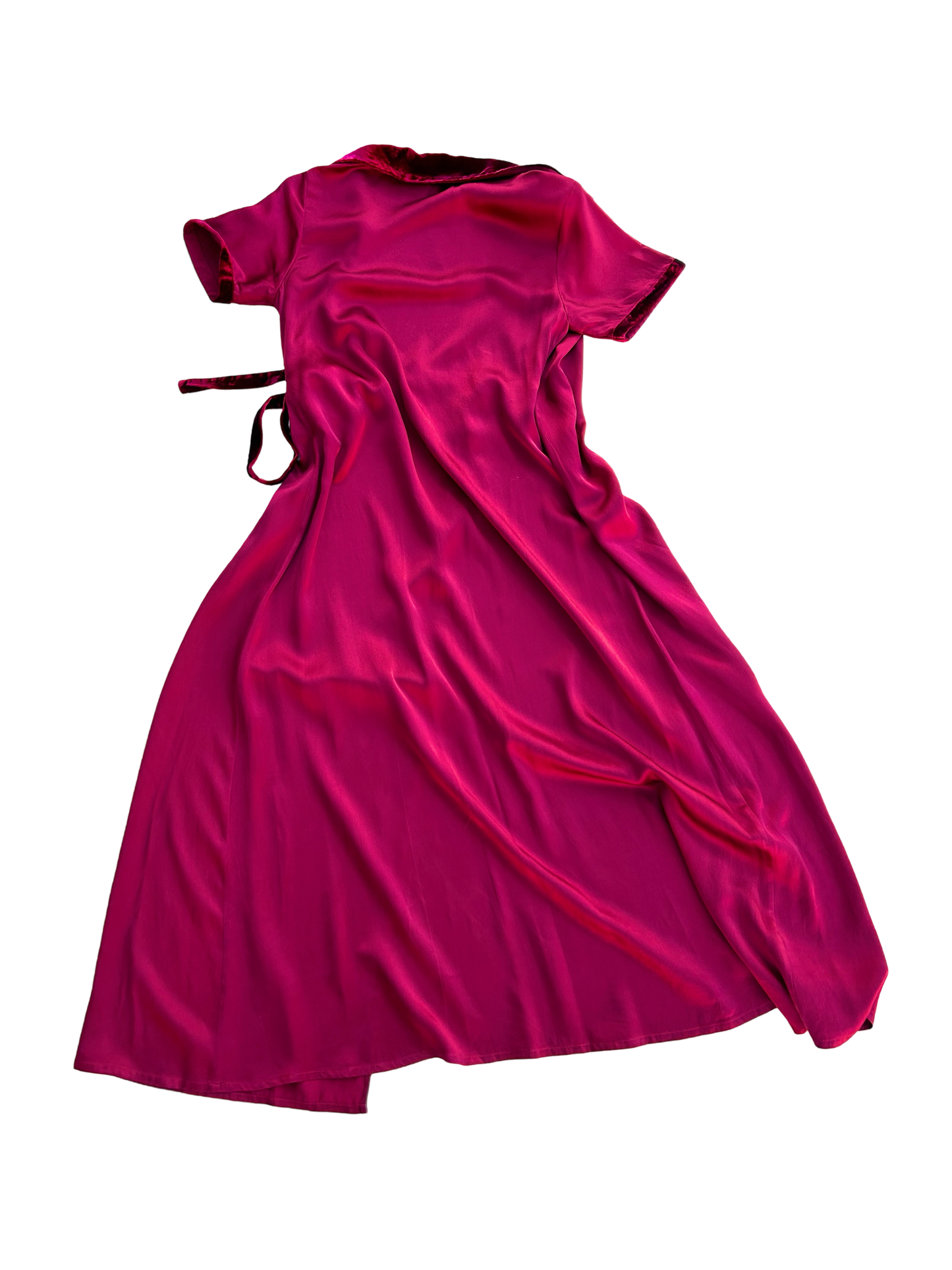 Burgundy silk wrap dress made in Italy
