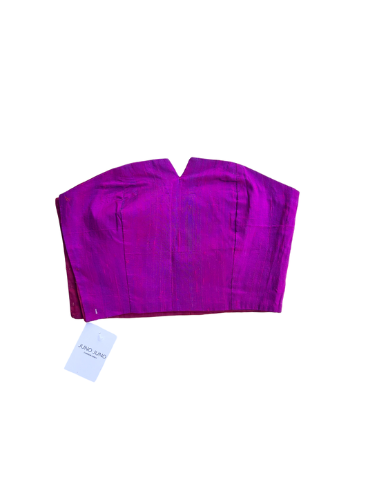 Cropped silk bandeau corset top