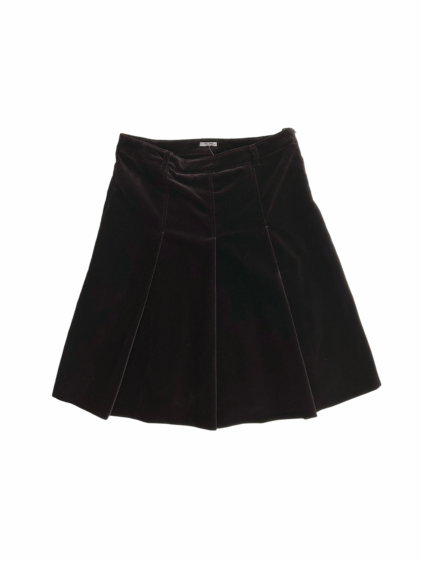 Miu Miu chestnut velvet pleated skirt
