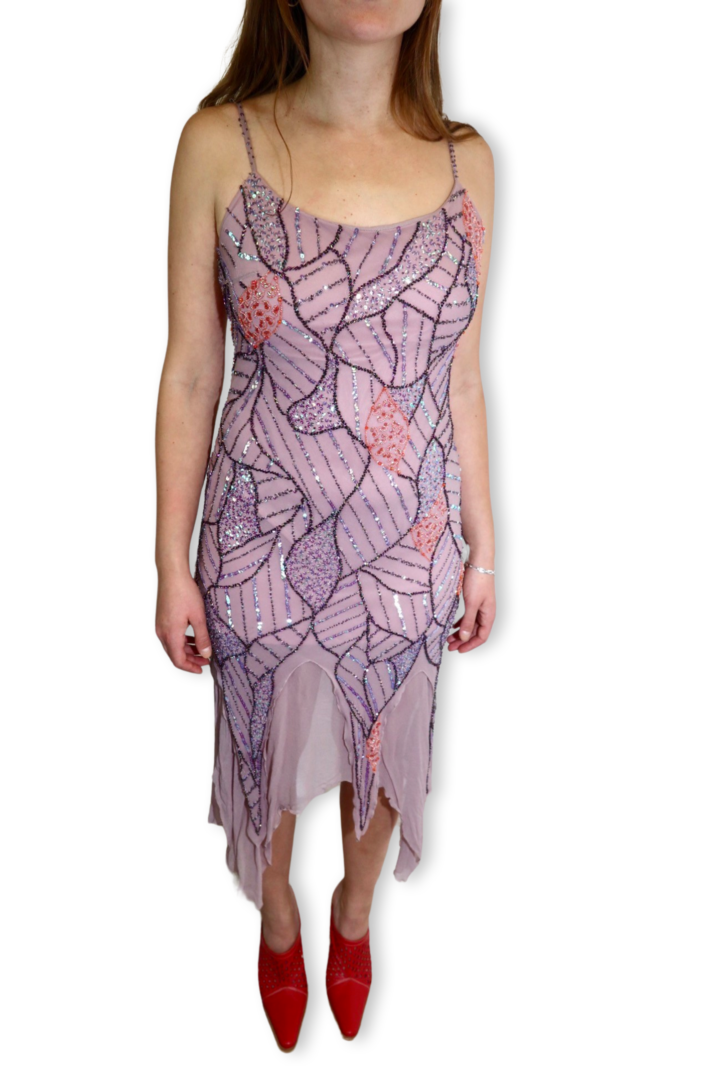 YVE - Beaded Asymmetrical Y2K Silk Dress