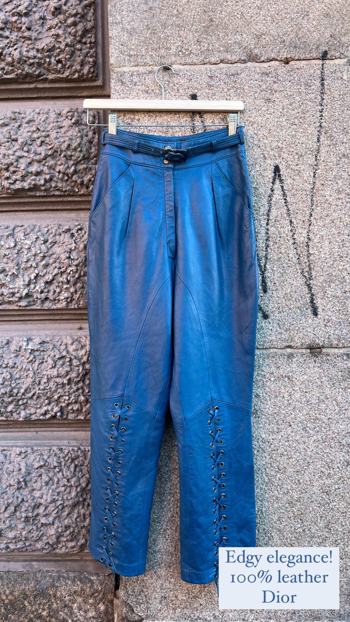Christian Dior 1980s lace up leather Trousers