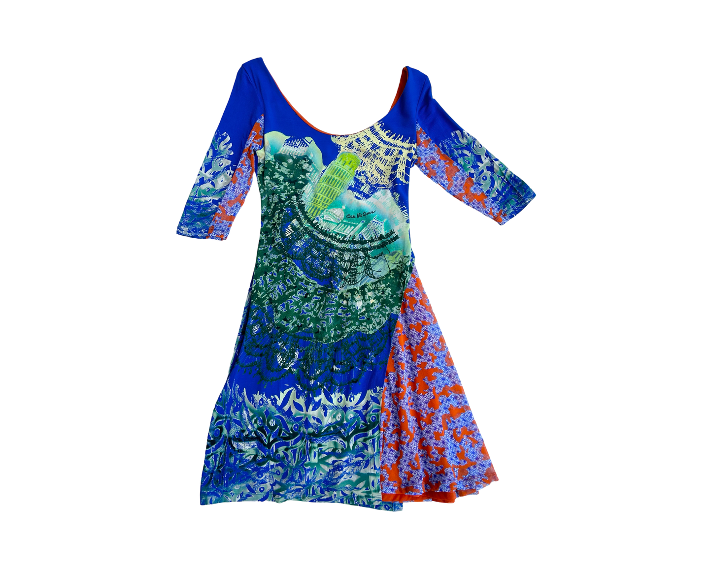 Save The Queen falling Pisa graphic dress