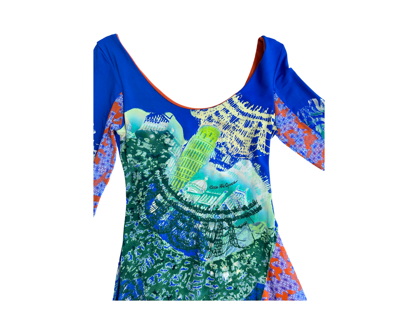 Save The Queen falling Pisa graphic dress