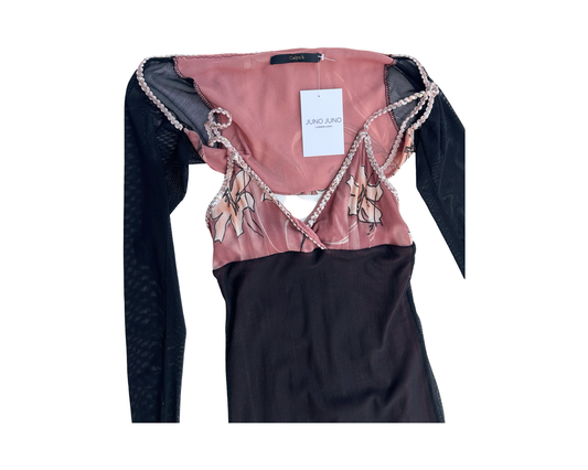 Sequins detailed bolero & mesh set