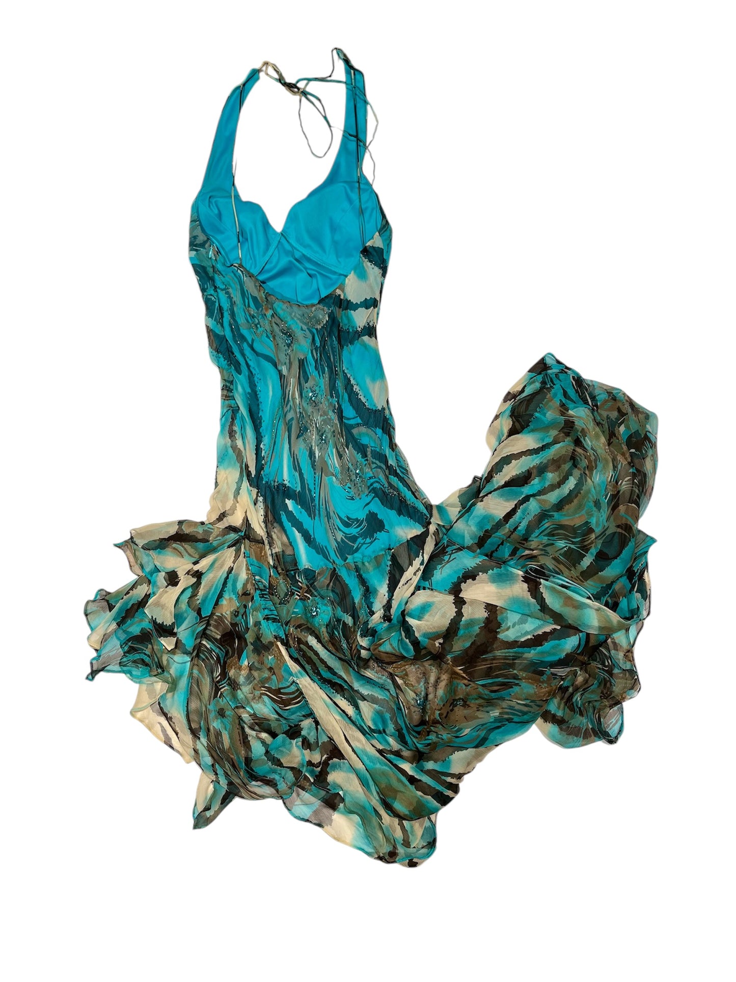 Turquoise silk mermaid gown