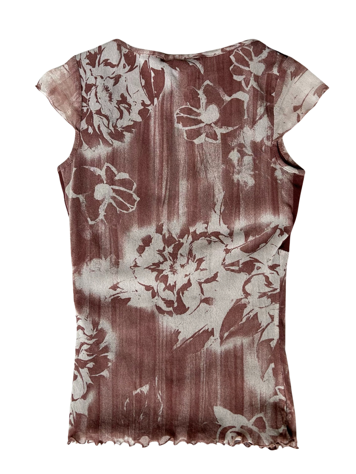 Romantic dusty pink flower mesh top