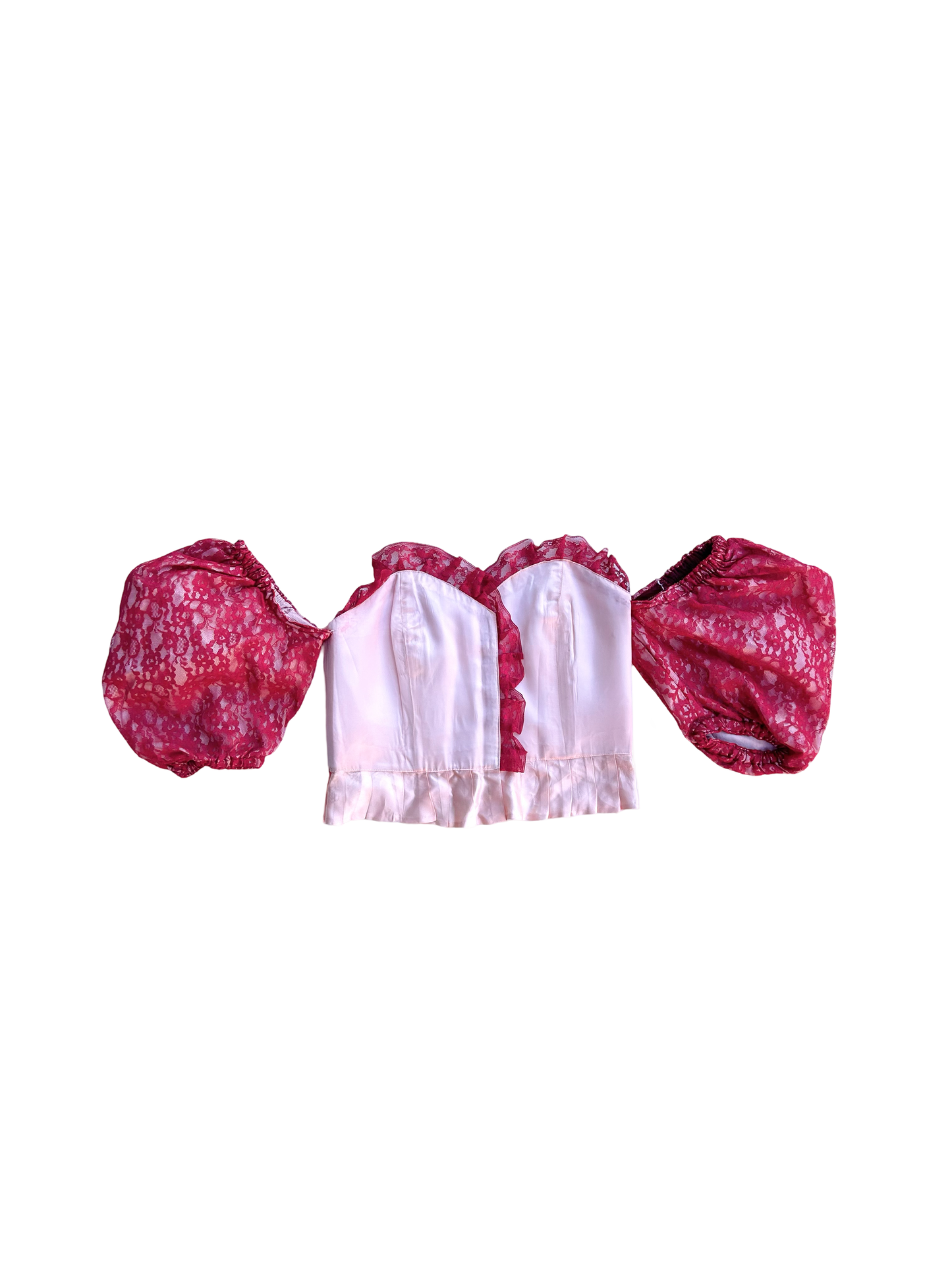 Pink drop shoulder cupcake bustier top