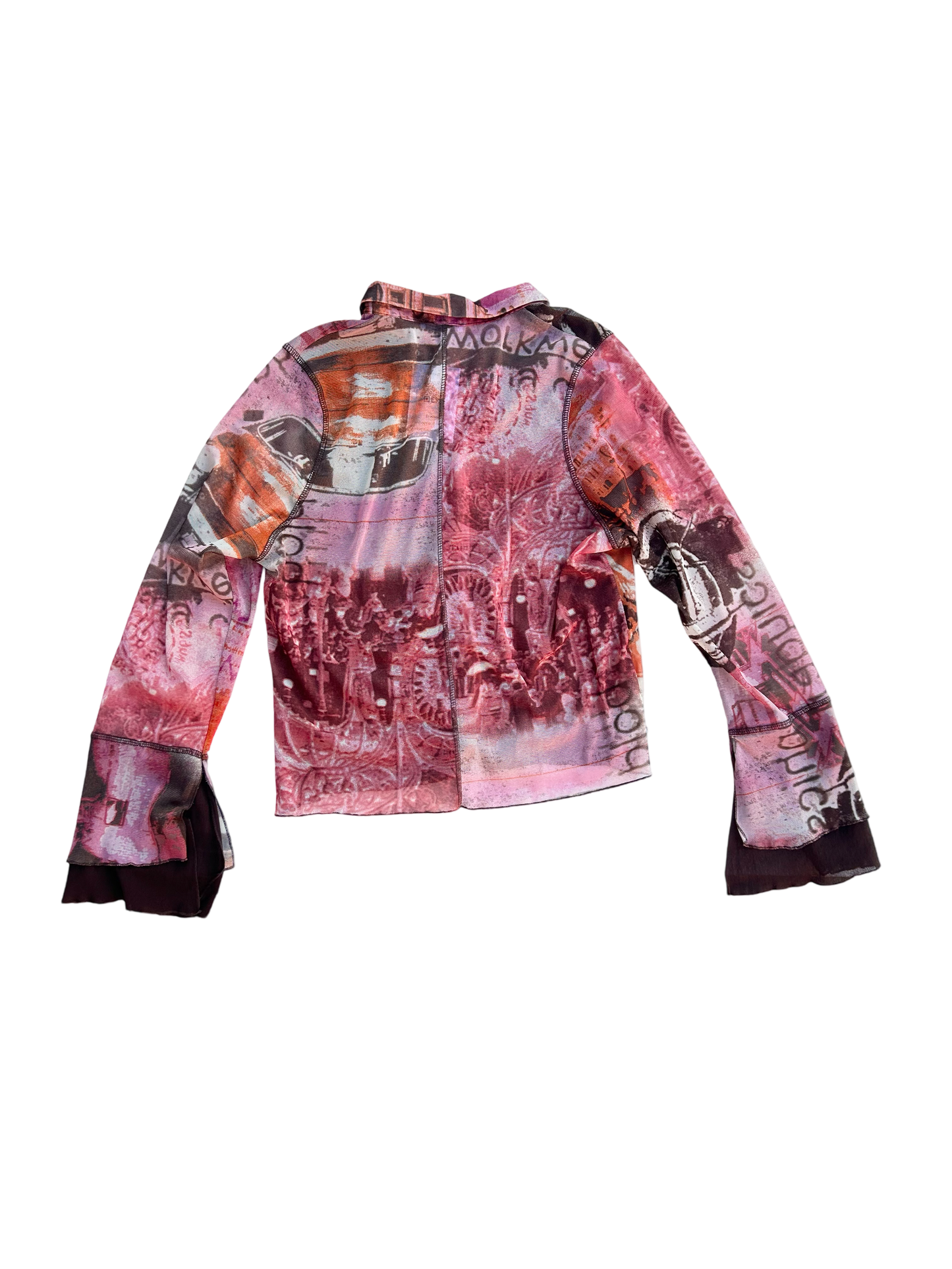 Multi print mesh blouse