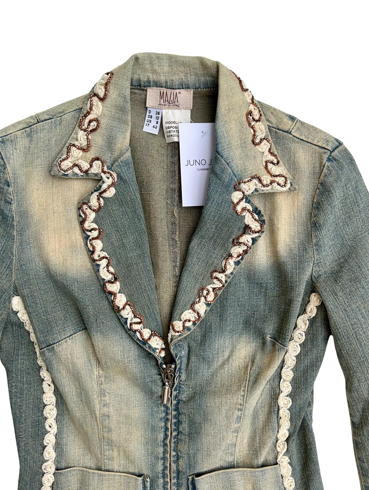 Y2K lace adorned denim jacket