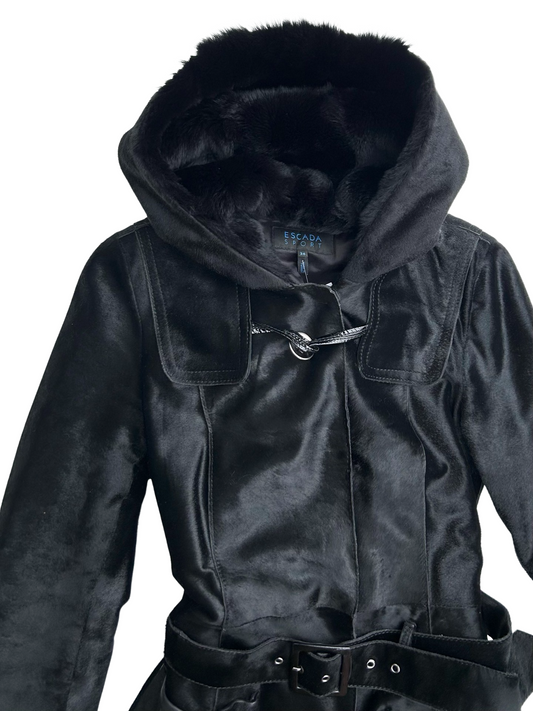 ESCADA calf leather hooded coat