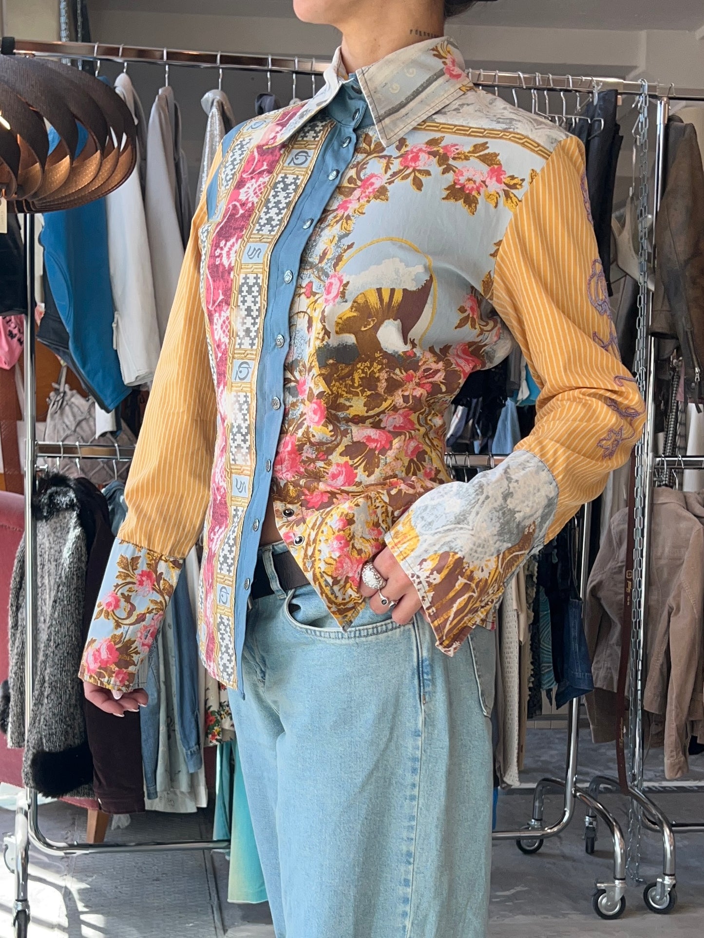 Save the Queen Patchwork Print Shirt