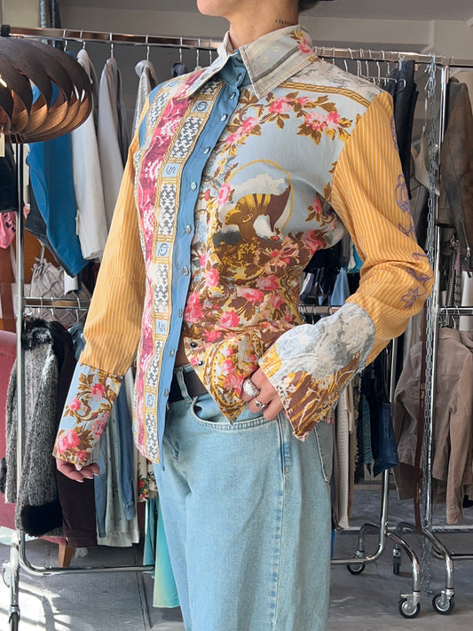 Save the Queen Patchwork Print Shirt