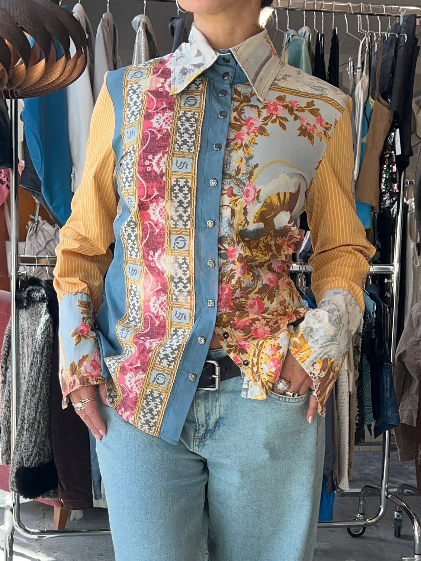 Save the Queen Patchwork Print Shirt