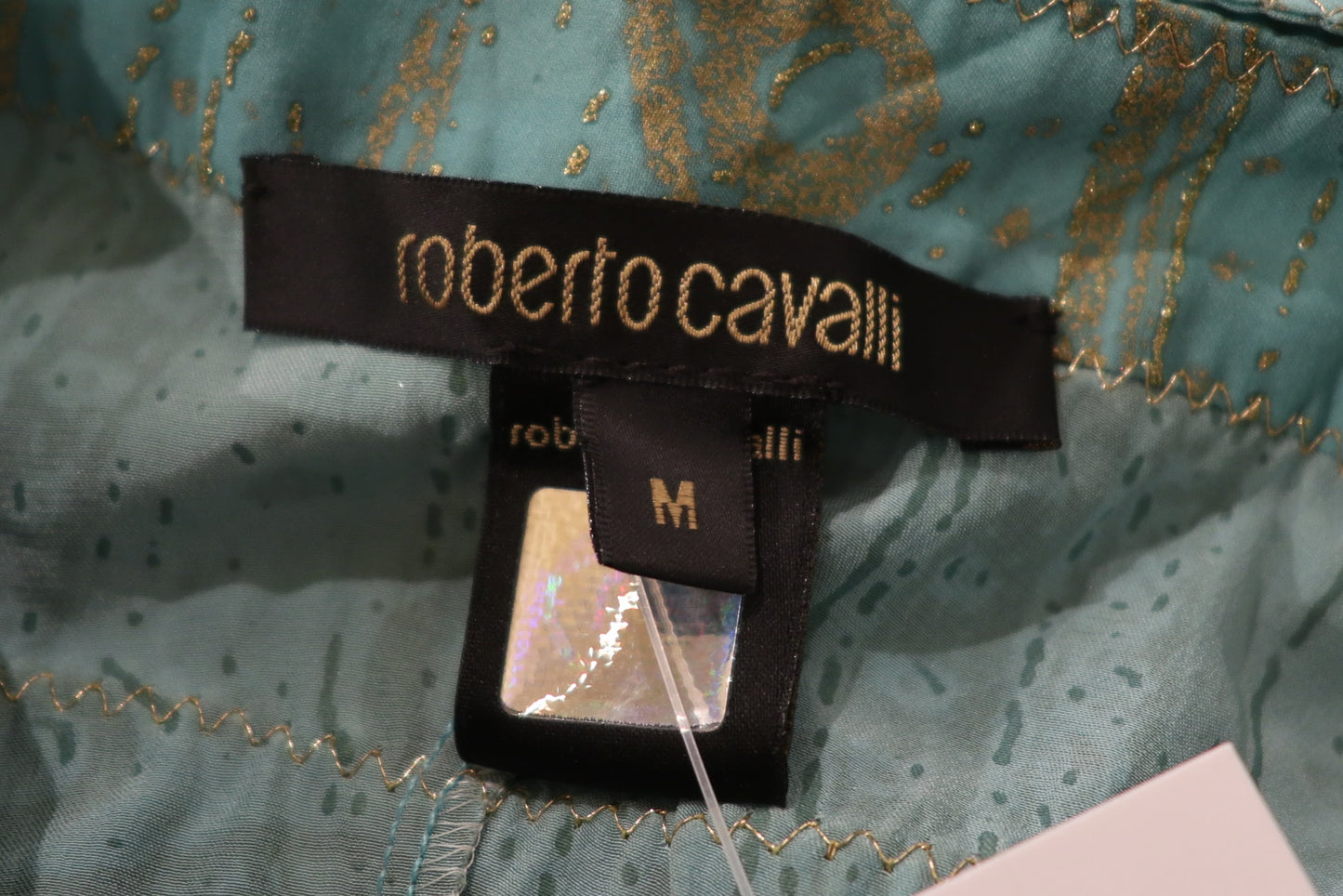 Roberto Cavalli Turquoise Brocade Corset Top