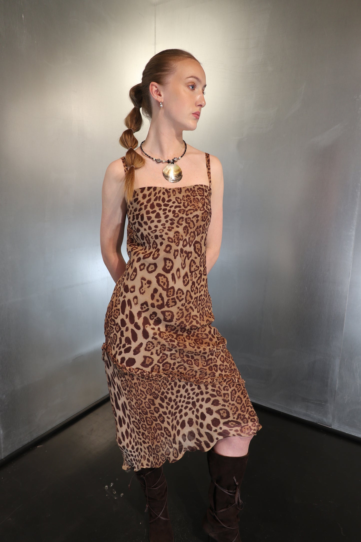 Vintage iBlues Max Mara Leopard Silk Slip Dress