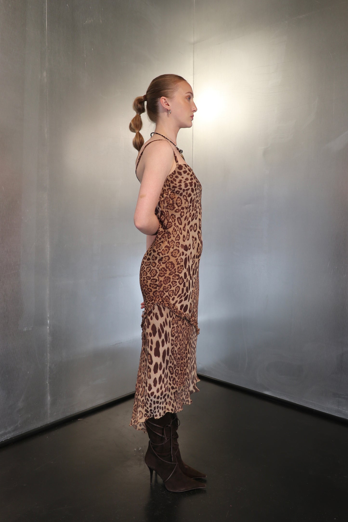 Vintage iBlues Max Mara Leopard Silk Slip Dress