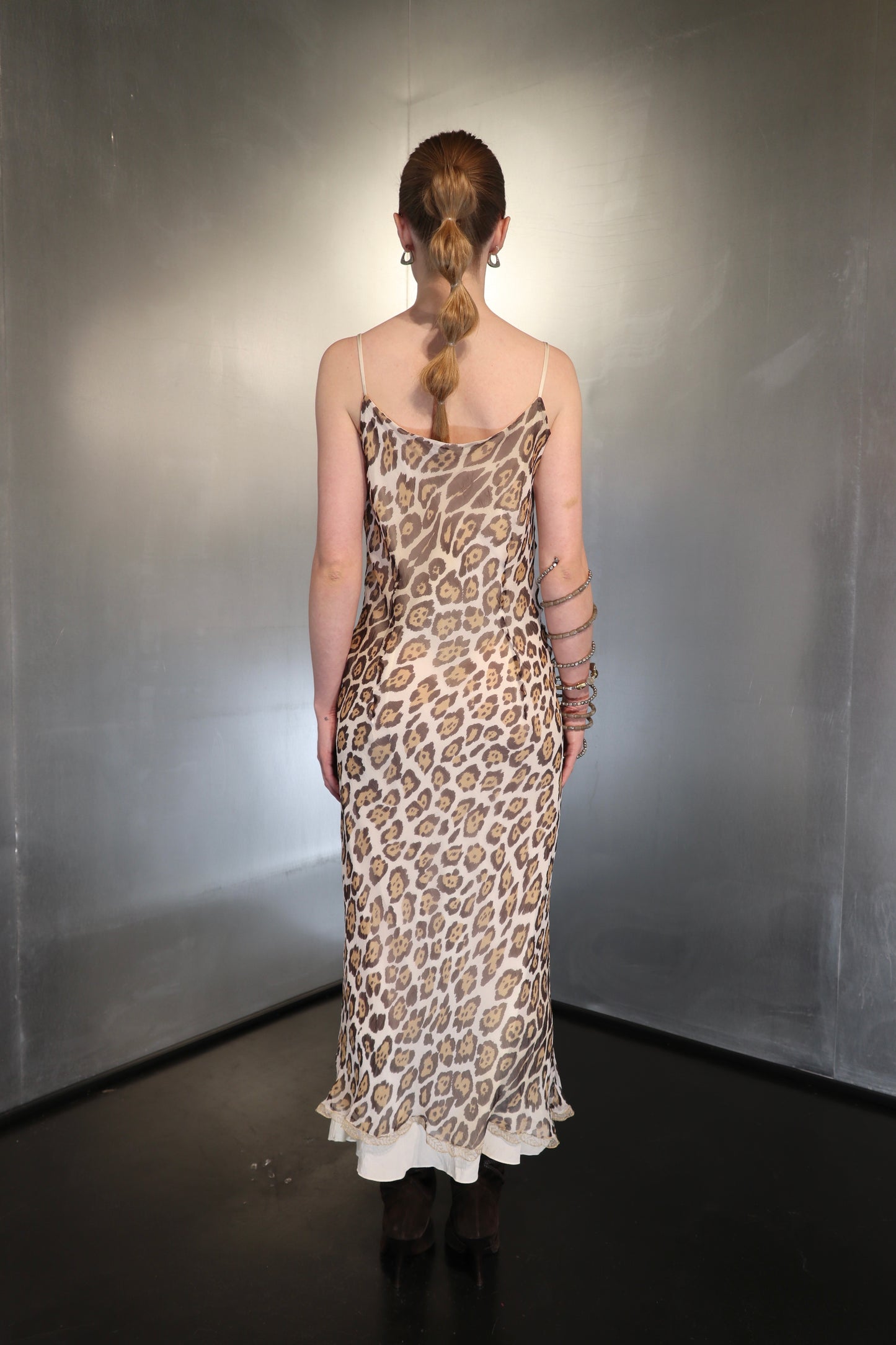 Ermanno Scervino Leopard Print Silk Cowl-Neck Dress
