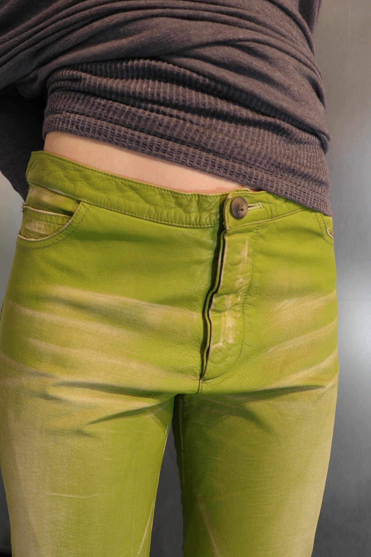 Vintage Emporio Armani Acid Green Leather Pants