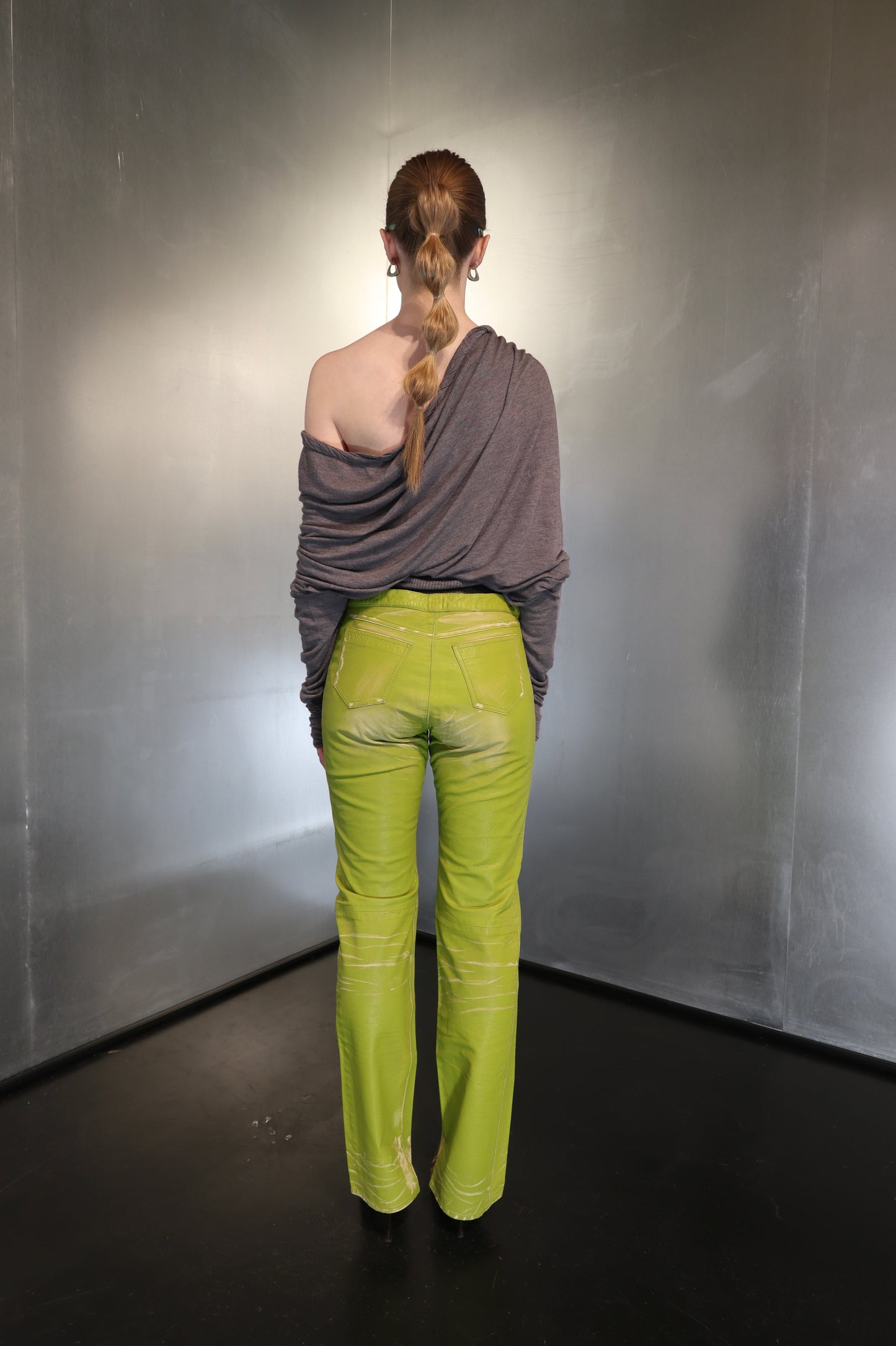 Vintage Emporio Armani Acid Green Leather Pants