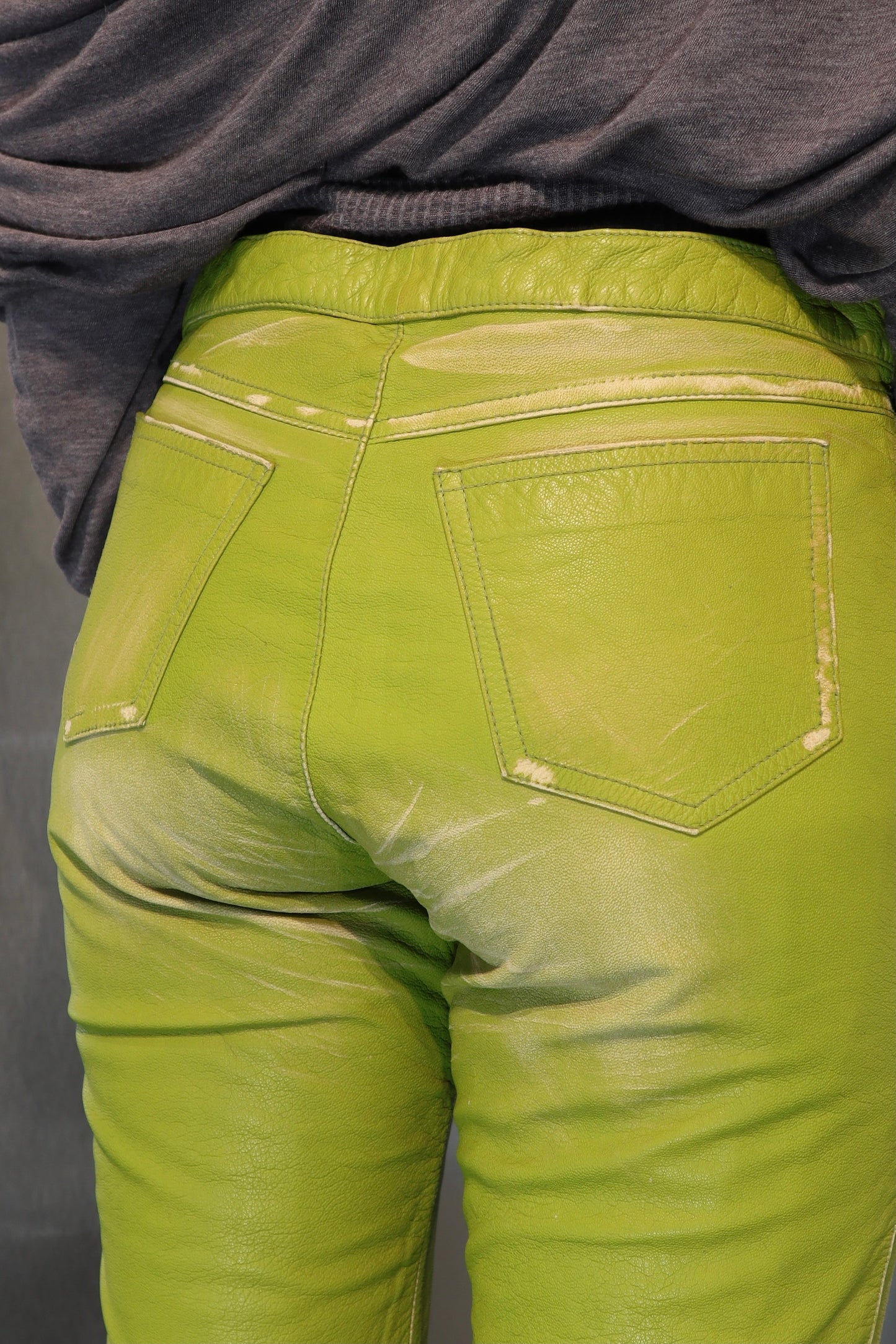 Vintage Emporio Armani Acid Green Leather Pants