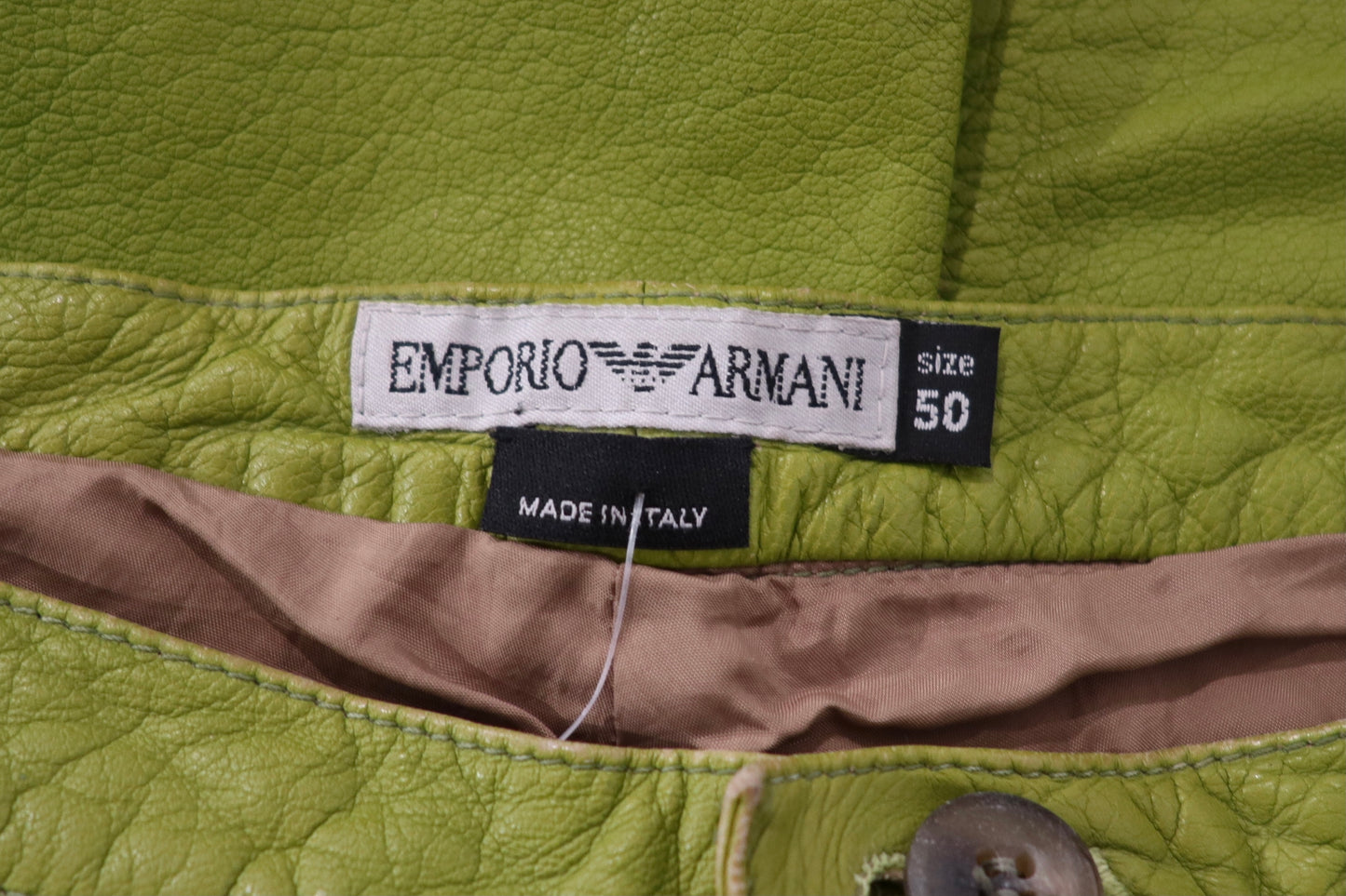 Vintage Emporio Armani Acid Green Leather Pants