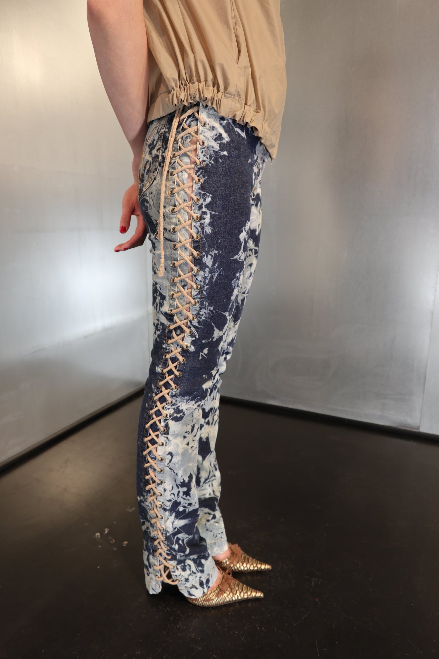 Plein Sud Jeanius Side Lace-Up Y2K Jeans