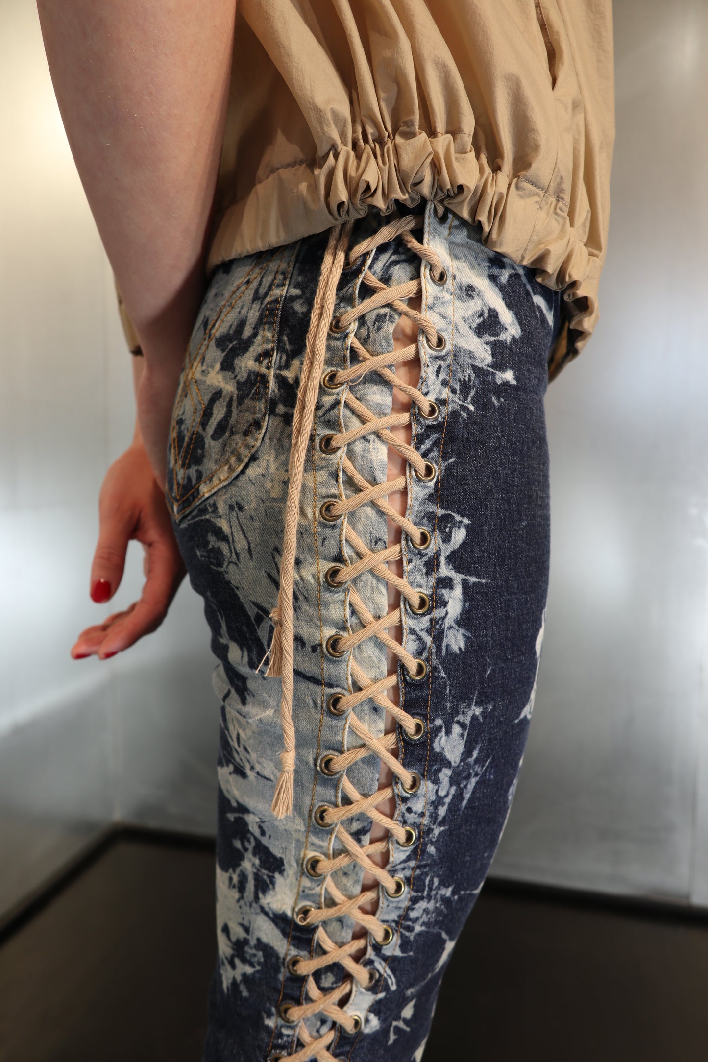Plein Sud Jeanius Side Lace-Up Y2K Jeans