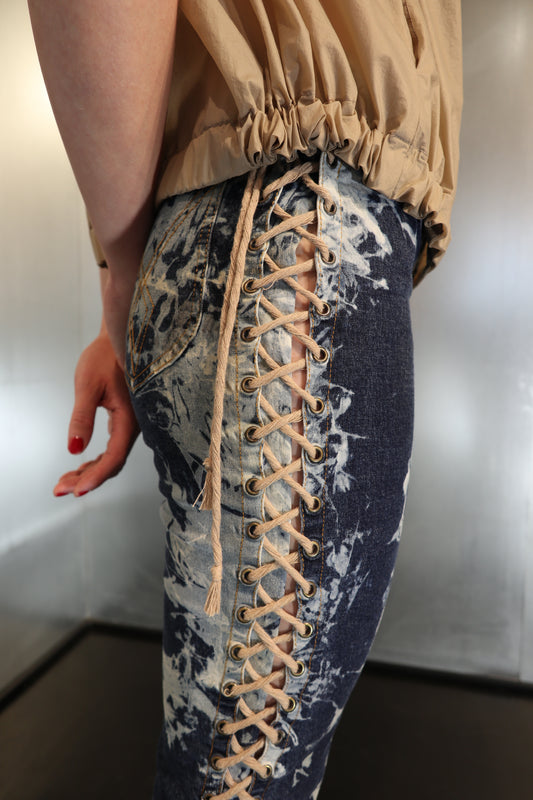 Plein Sud Jeanius Side Lace-Up Y2K Jeans