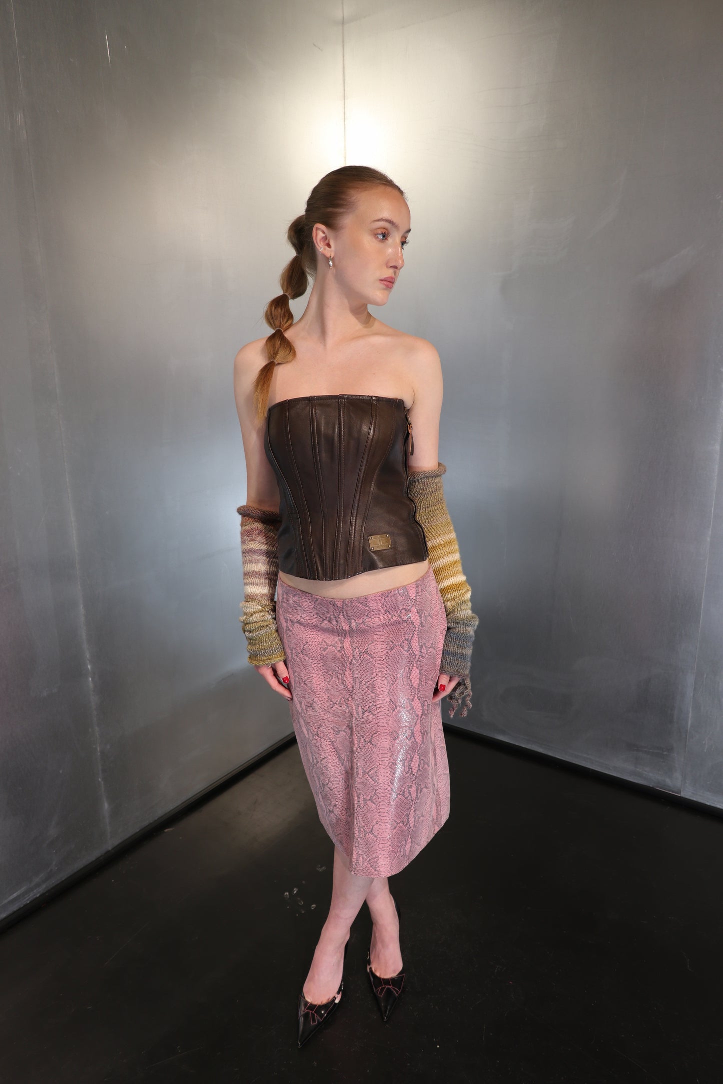 Vintage Celyn.b Brown Leather Buckle Corset Top