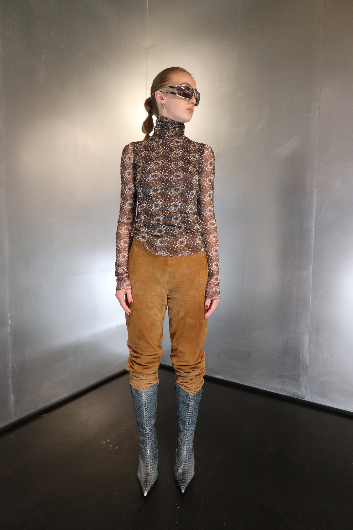 Vintage Celine Paris High-Waisted Suede Trousers