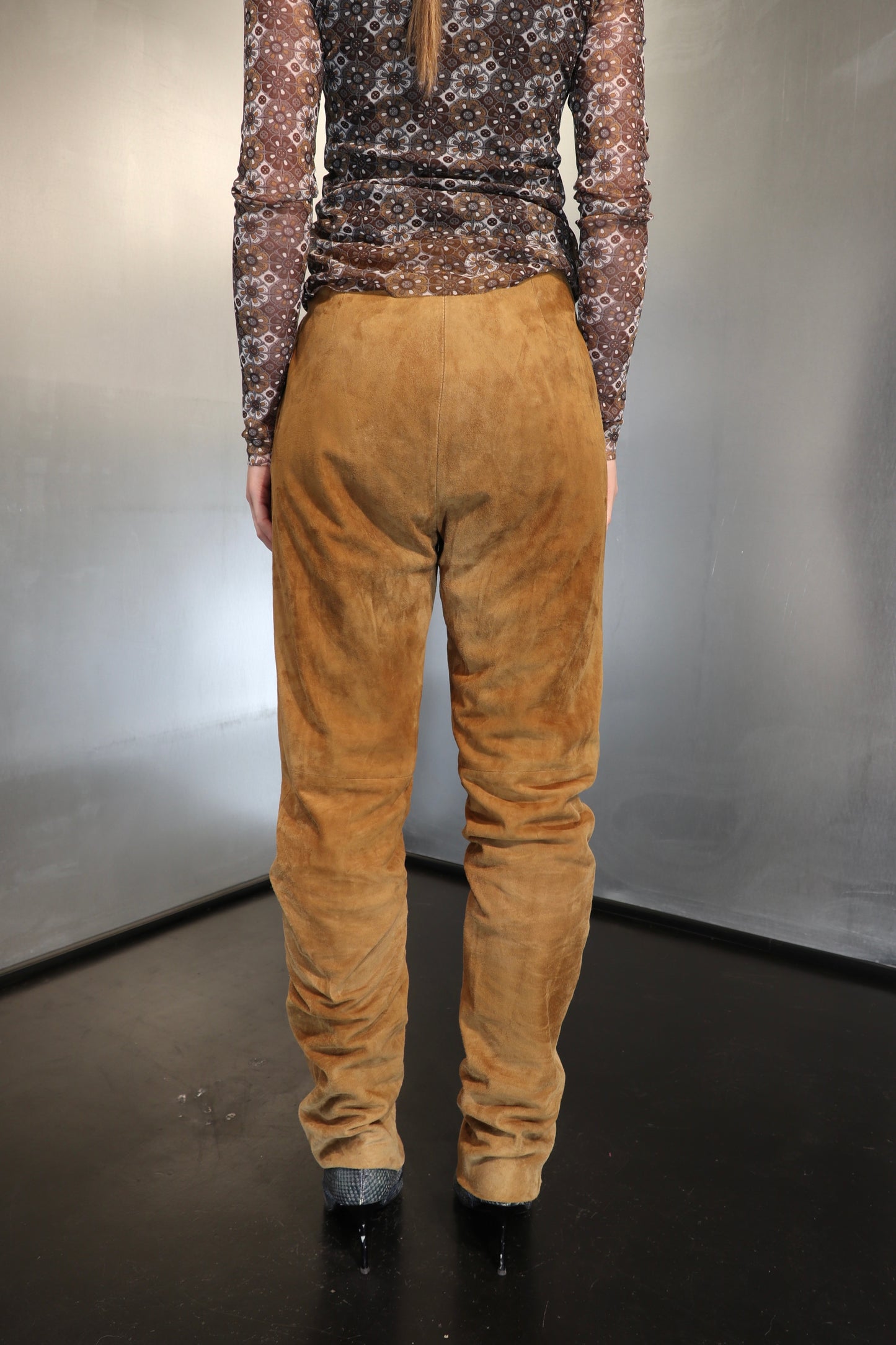 Vintage Celine Paris High-Waisted Suede Trousers