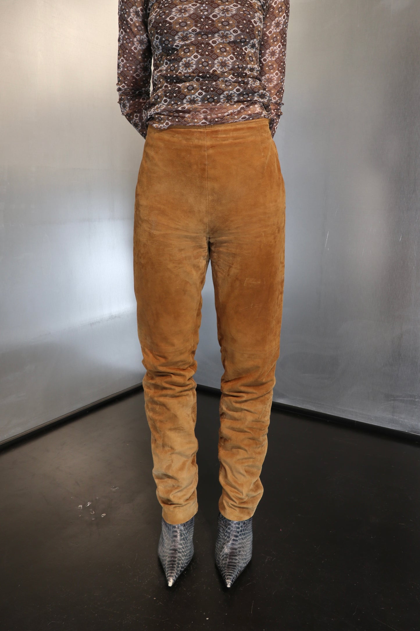 Vintage Celine Paris High-Waisted Suede Trousers