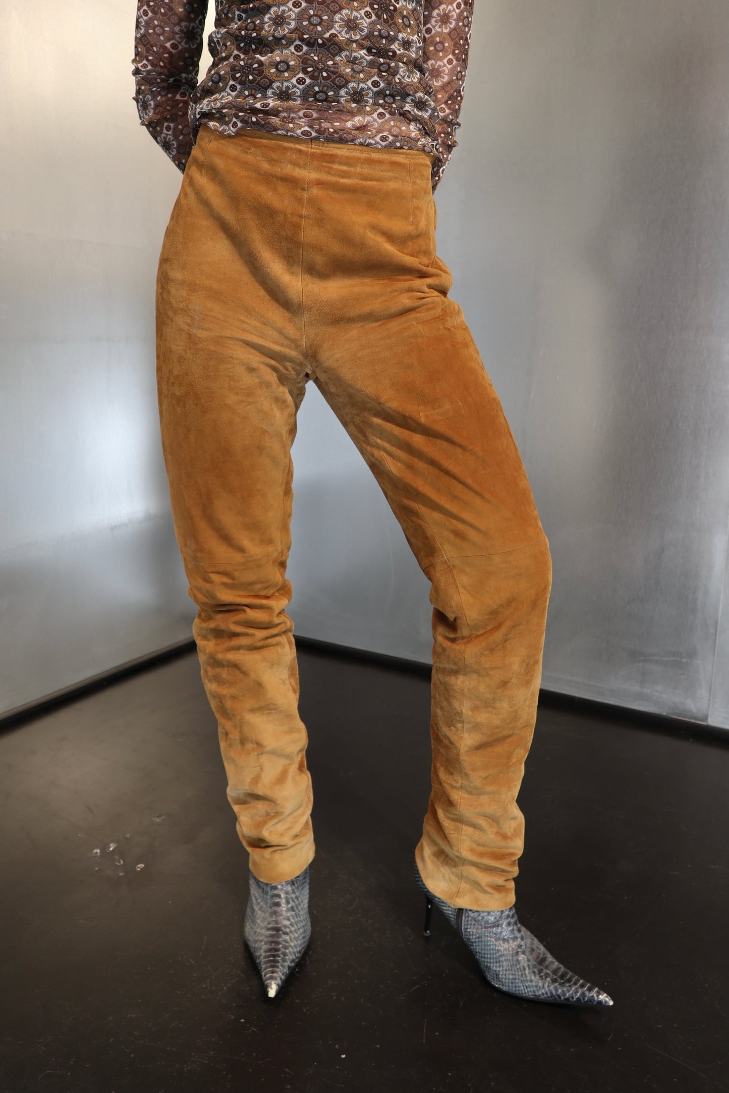 Vintage Celine Paris High-Waisted Suede Trousers