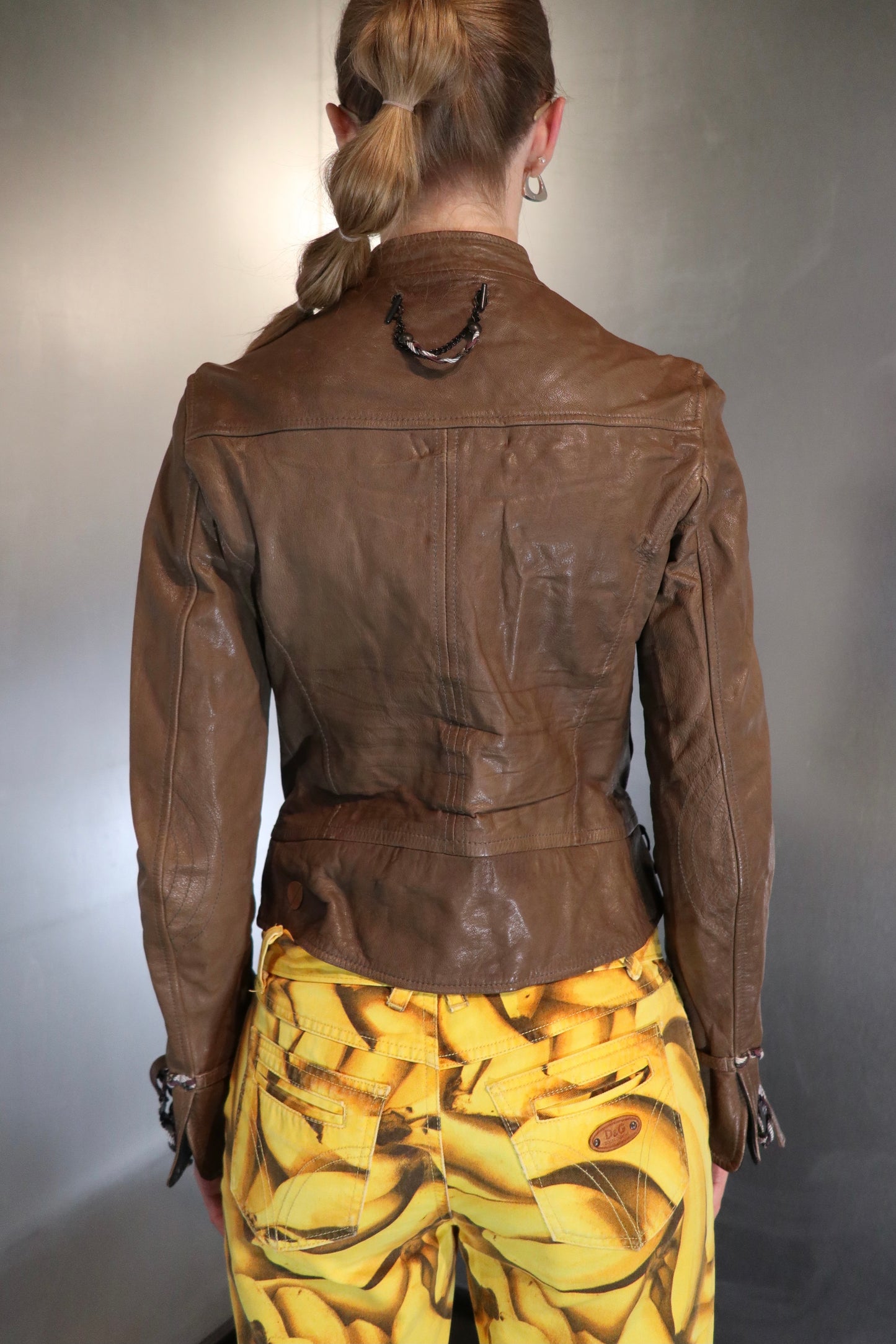 BOSS Orange Brown Fitted Leather Jacket