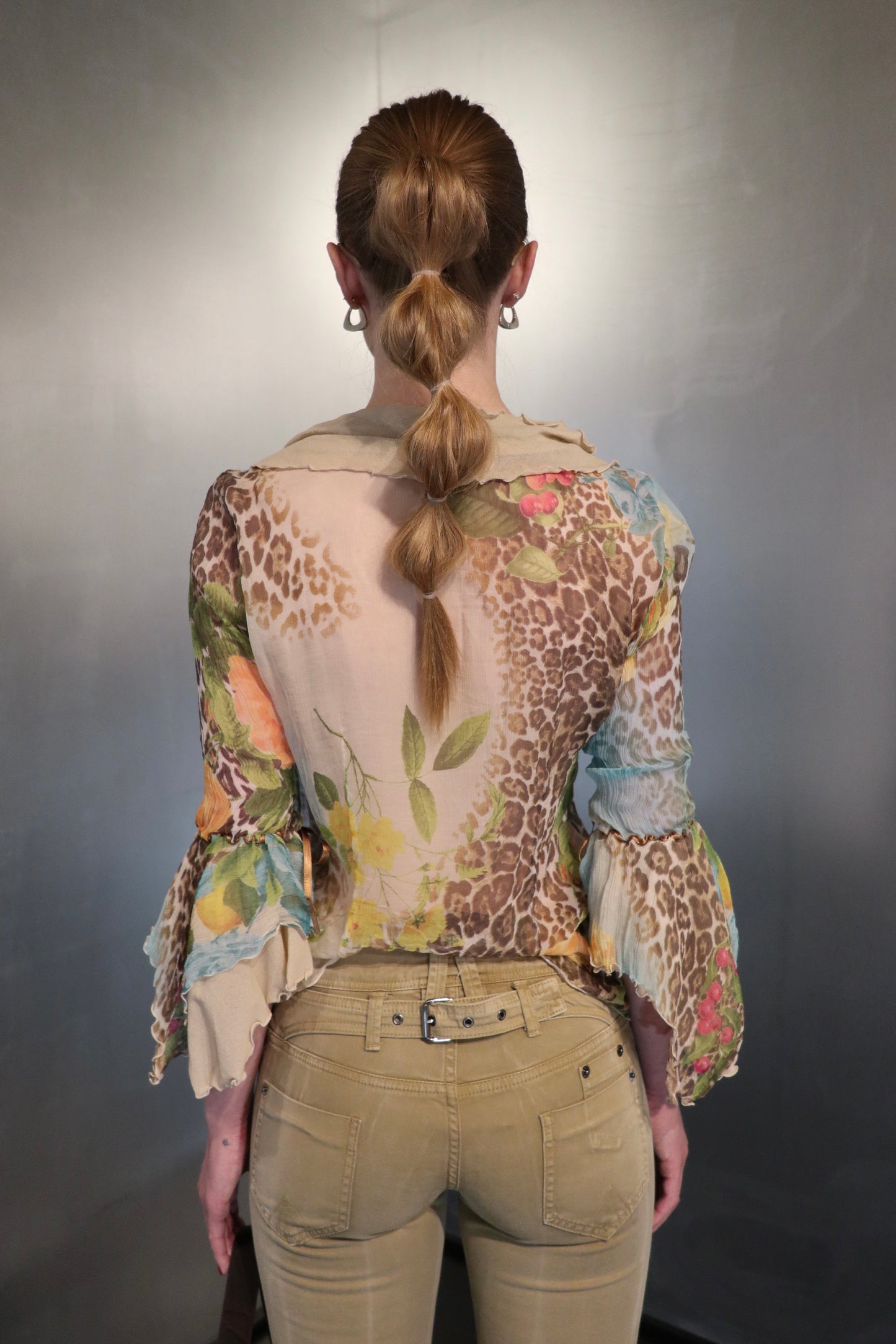 Italian 2000’s Silk floral ruffle blouse