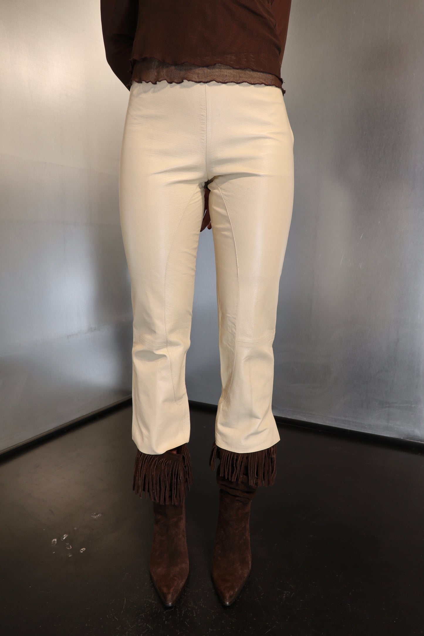 Gian Carlo Rossi White leather capri´s
