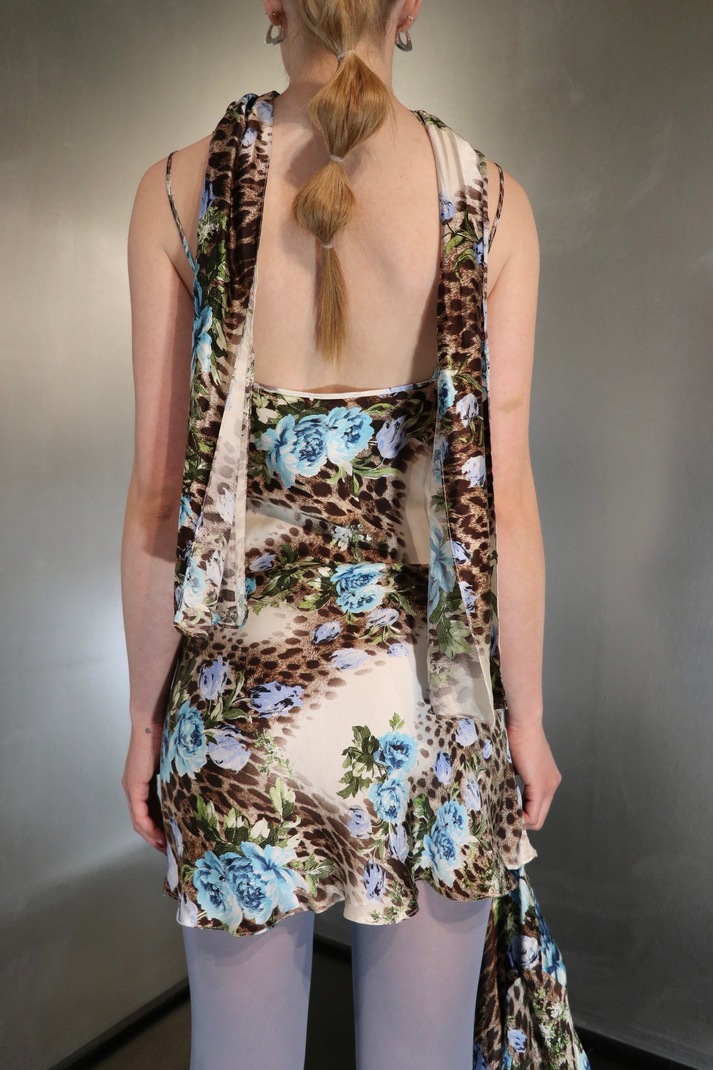 Vintage Roberto Cavalli Floral Leopard Silk Lingerie Set