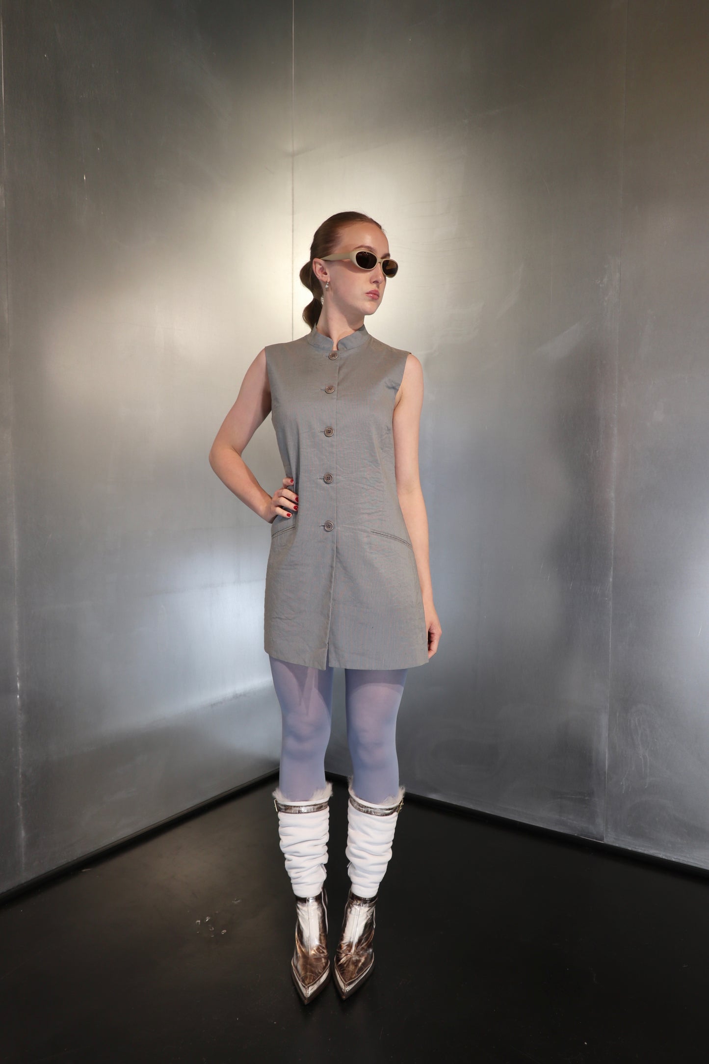 Vintage cK Calvin Klein Linen Tailored Mini Dress