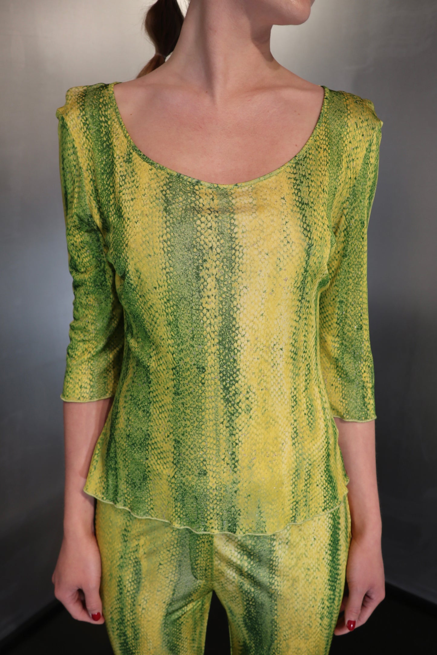 Vintage Class Roberto Cavalli Green Snake Print Set