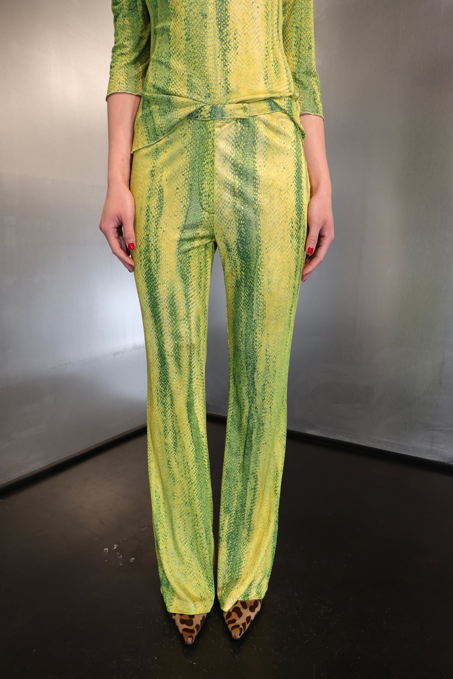 Vintage Class Roberto Cavalli Green Snake Print Set