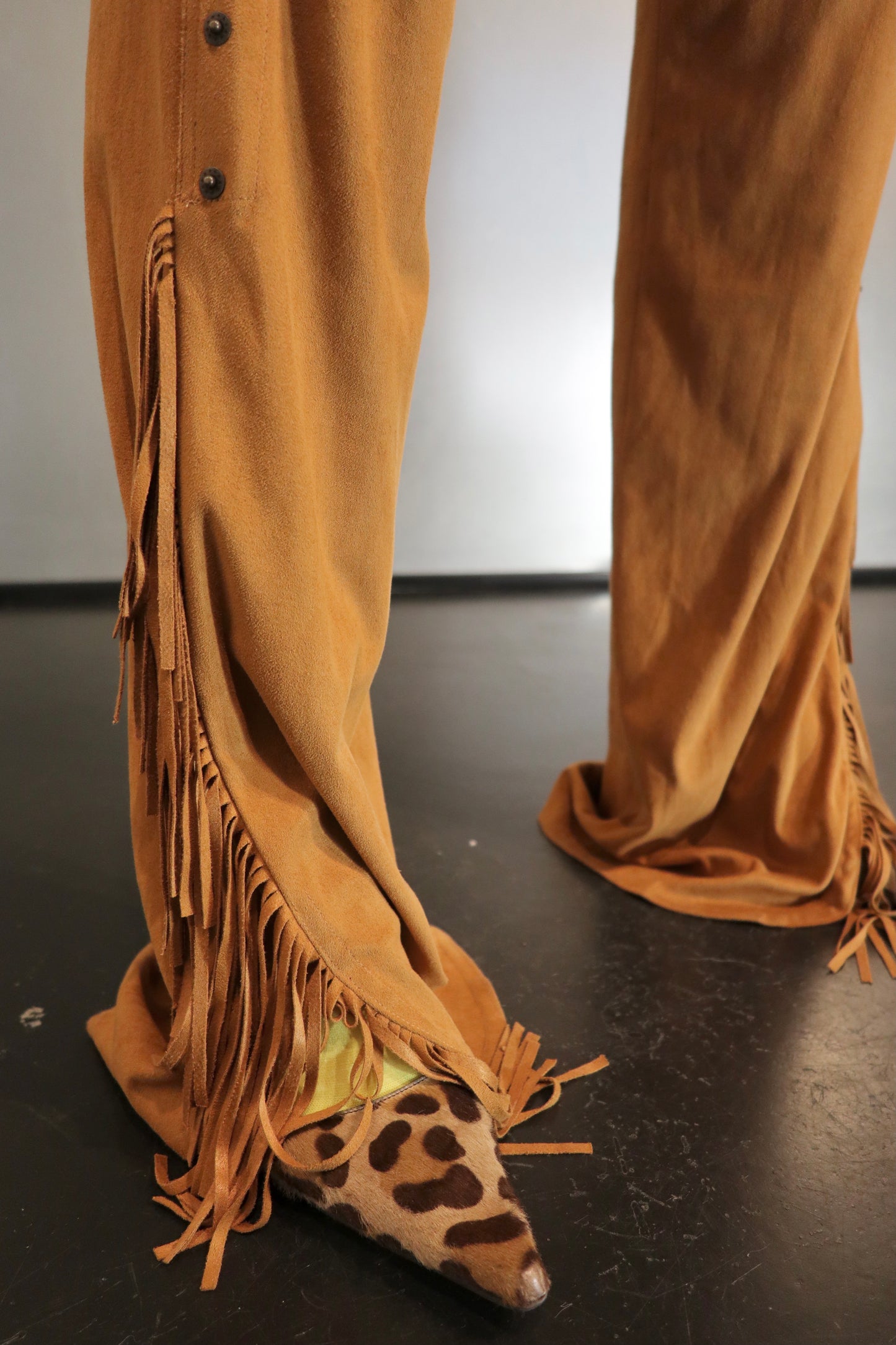 Plein Sud Jeans Faux Suede Fringe Chaps Pants
