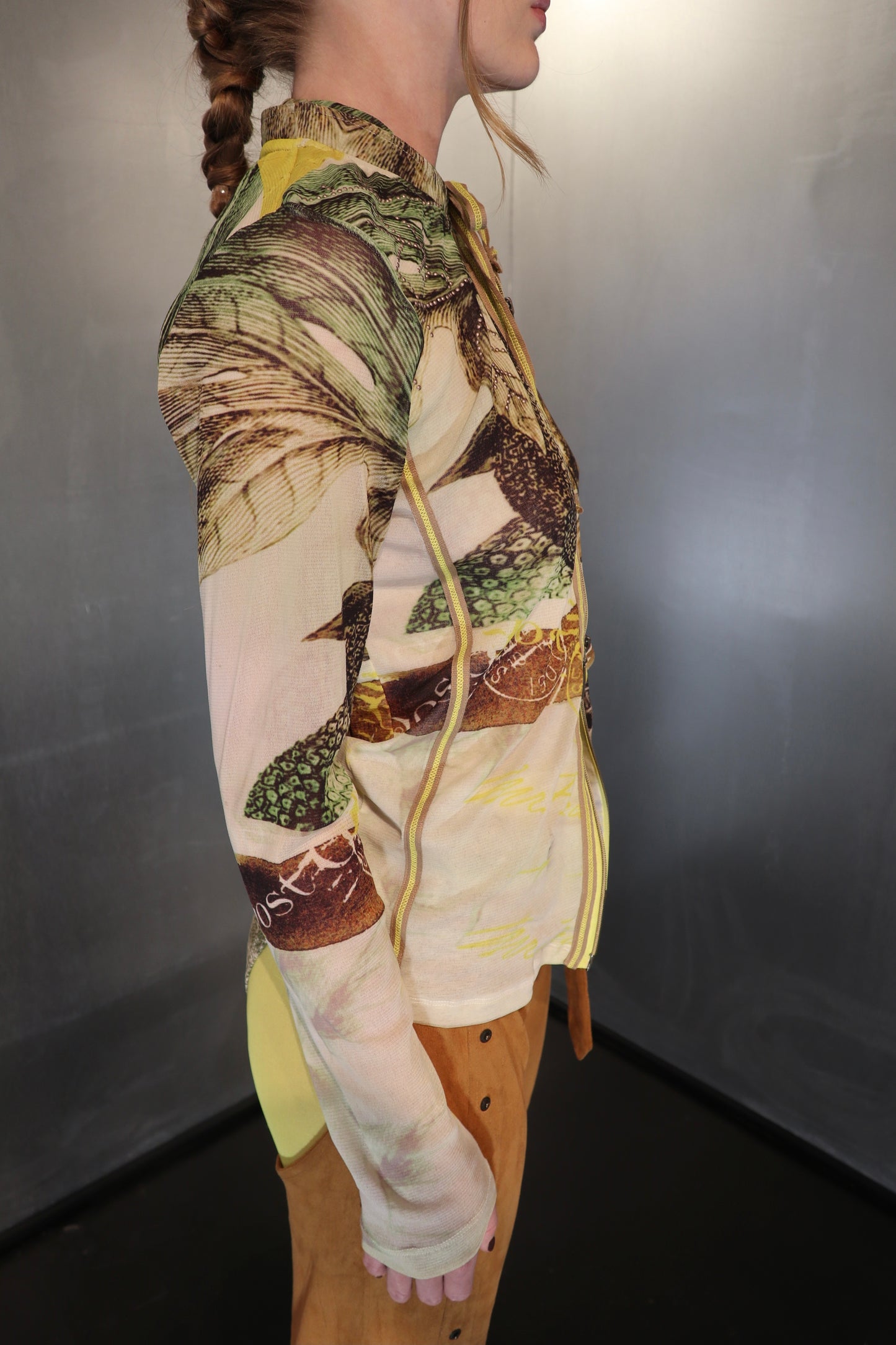 2000´s Tuzzi printed mesh zip topp