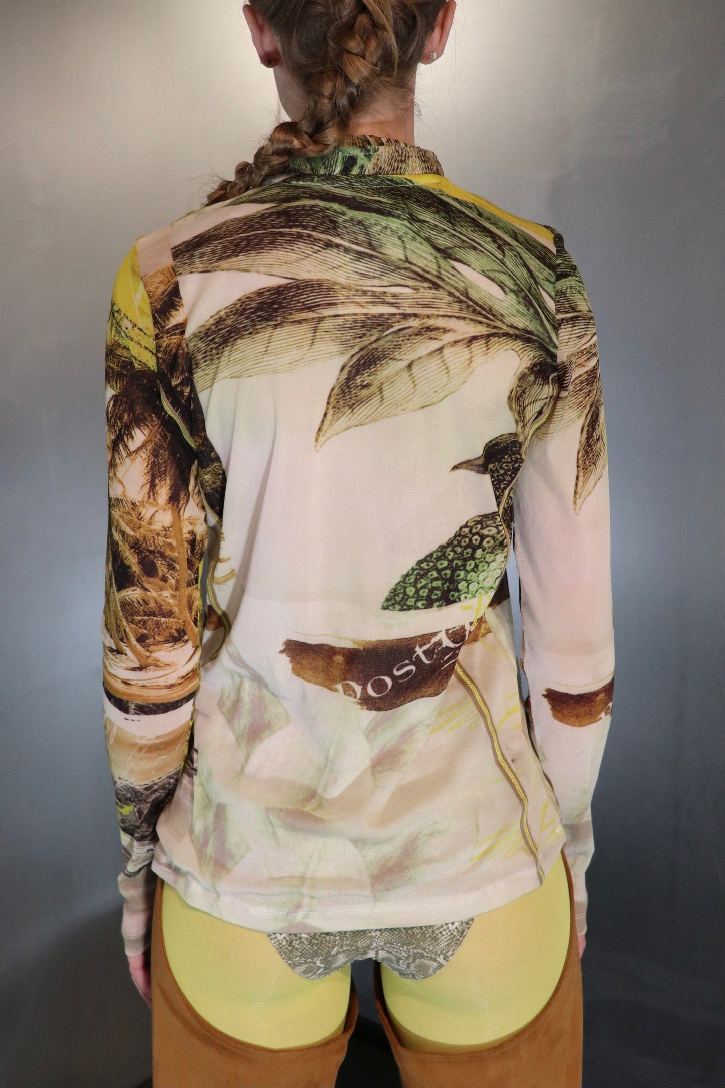 2000´s Tuzzi printed mesh zip topp