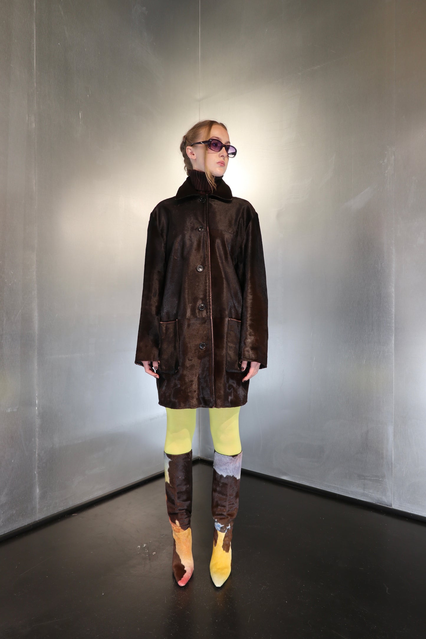 Catherine Khan Chocolate Brown Calf Hair Coat