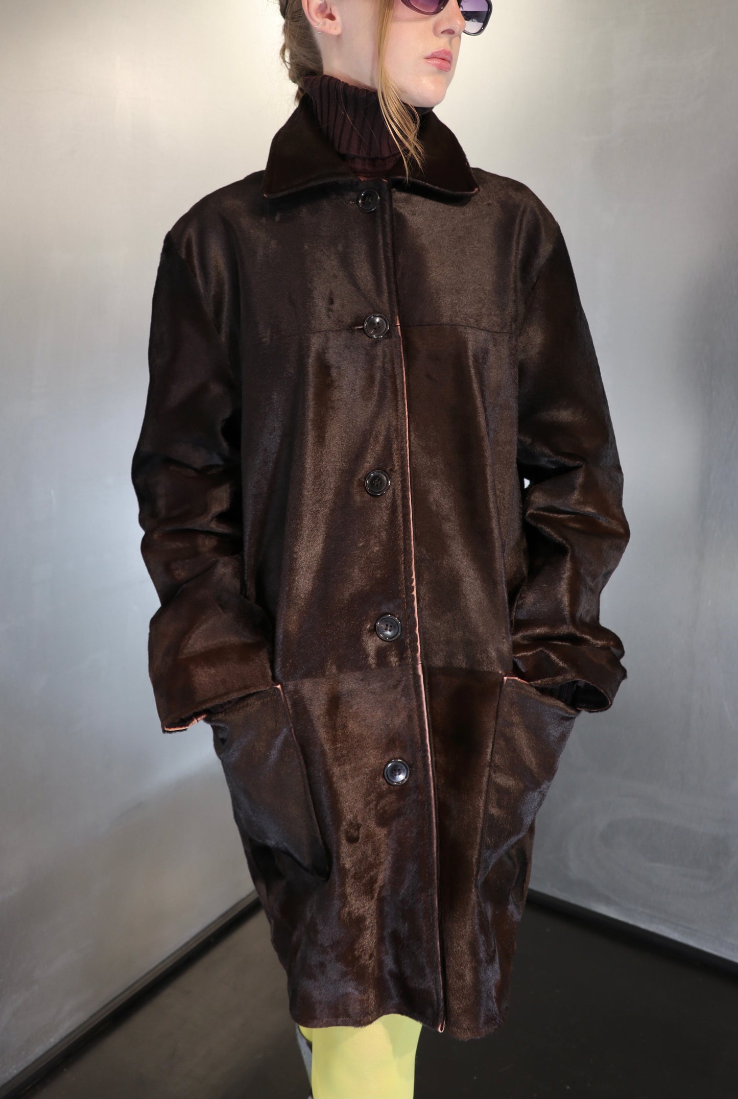 Catherine Khan Chocolate Brown Calf Hair Coat