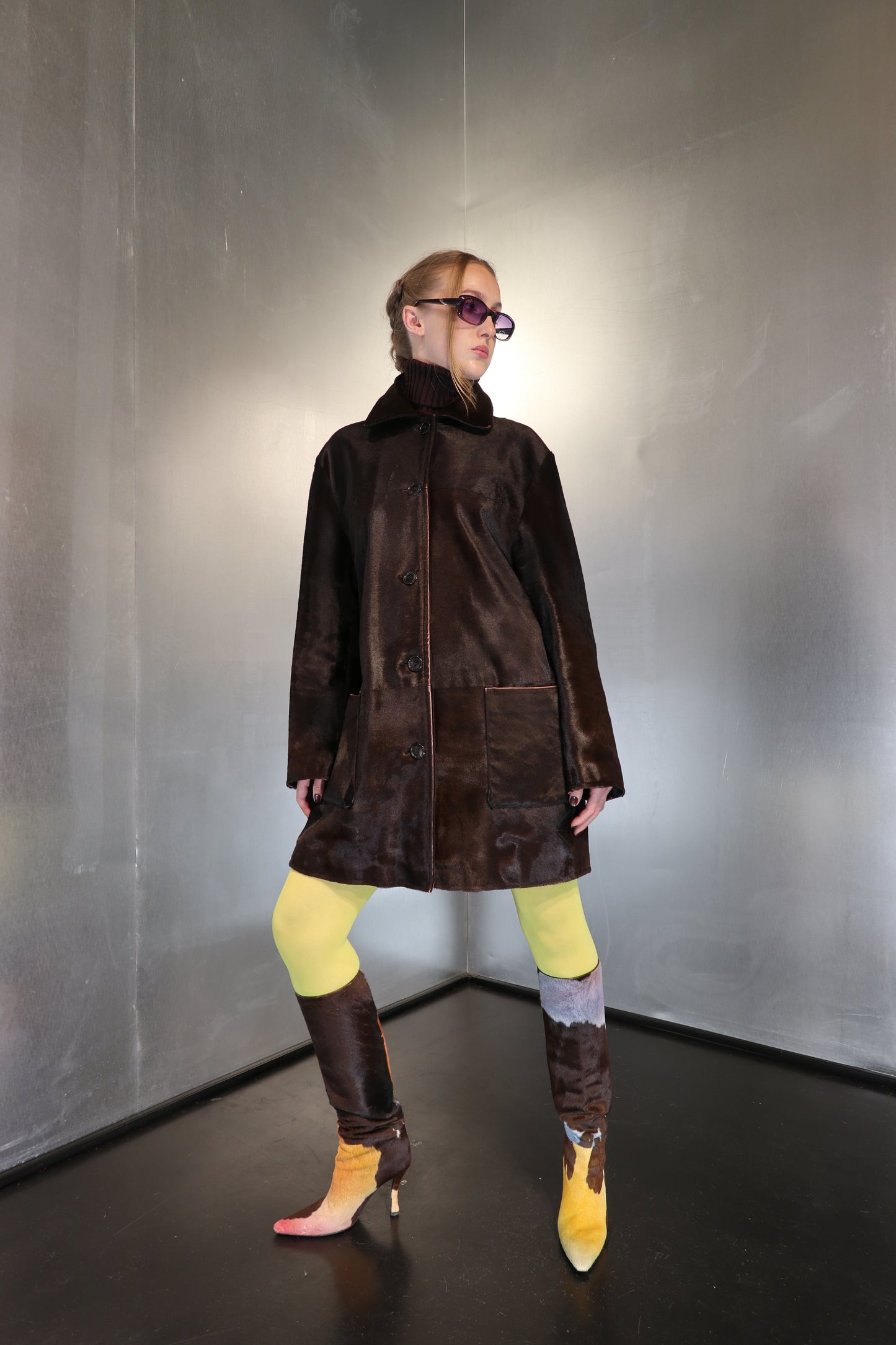 Catherine Khan Chocolate Brown Calf Hair Coat