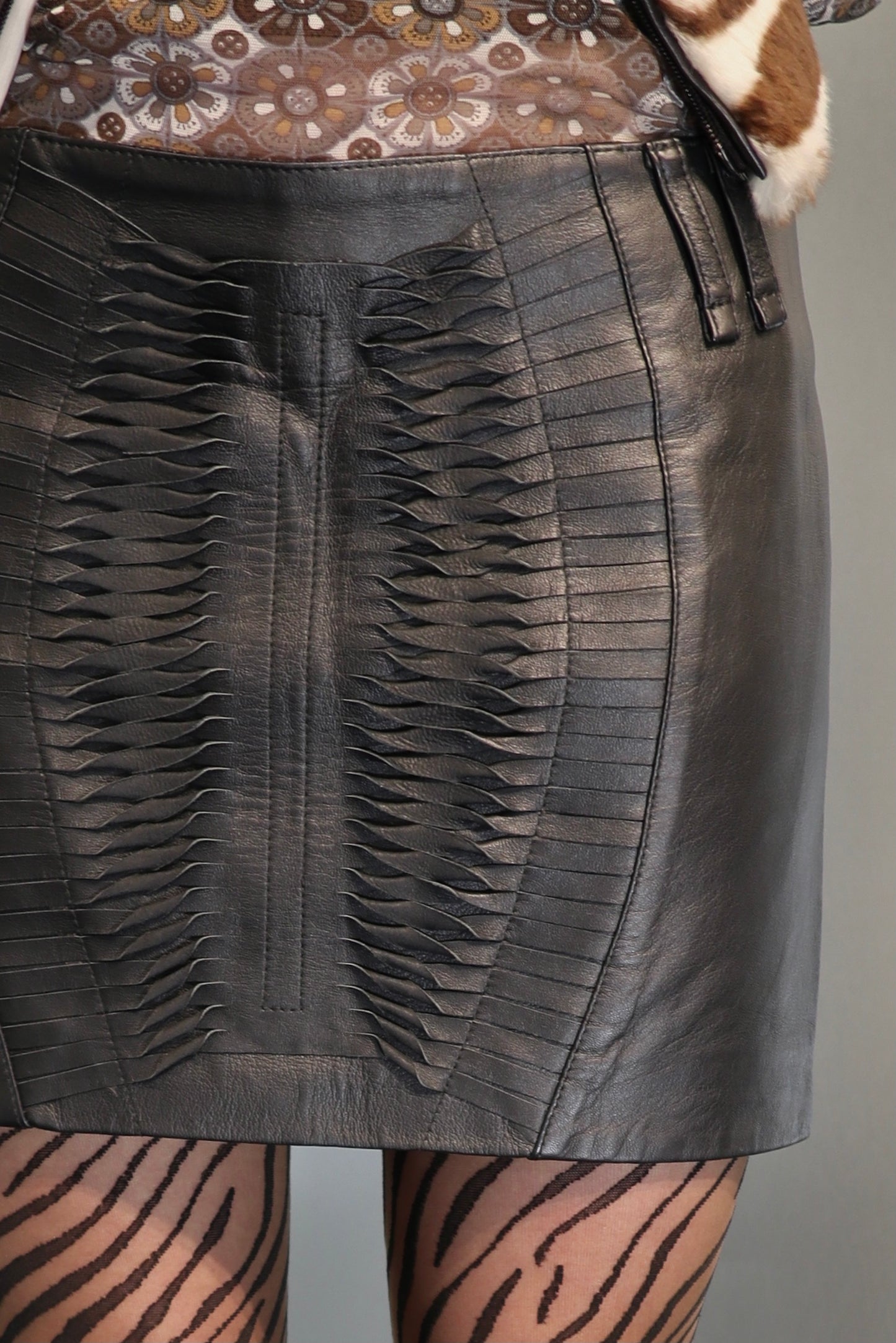 Plein Sud cutwork leather mini skirt