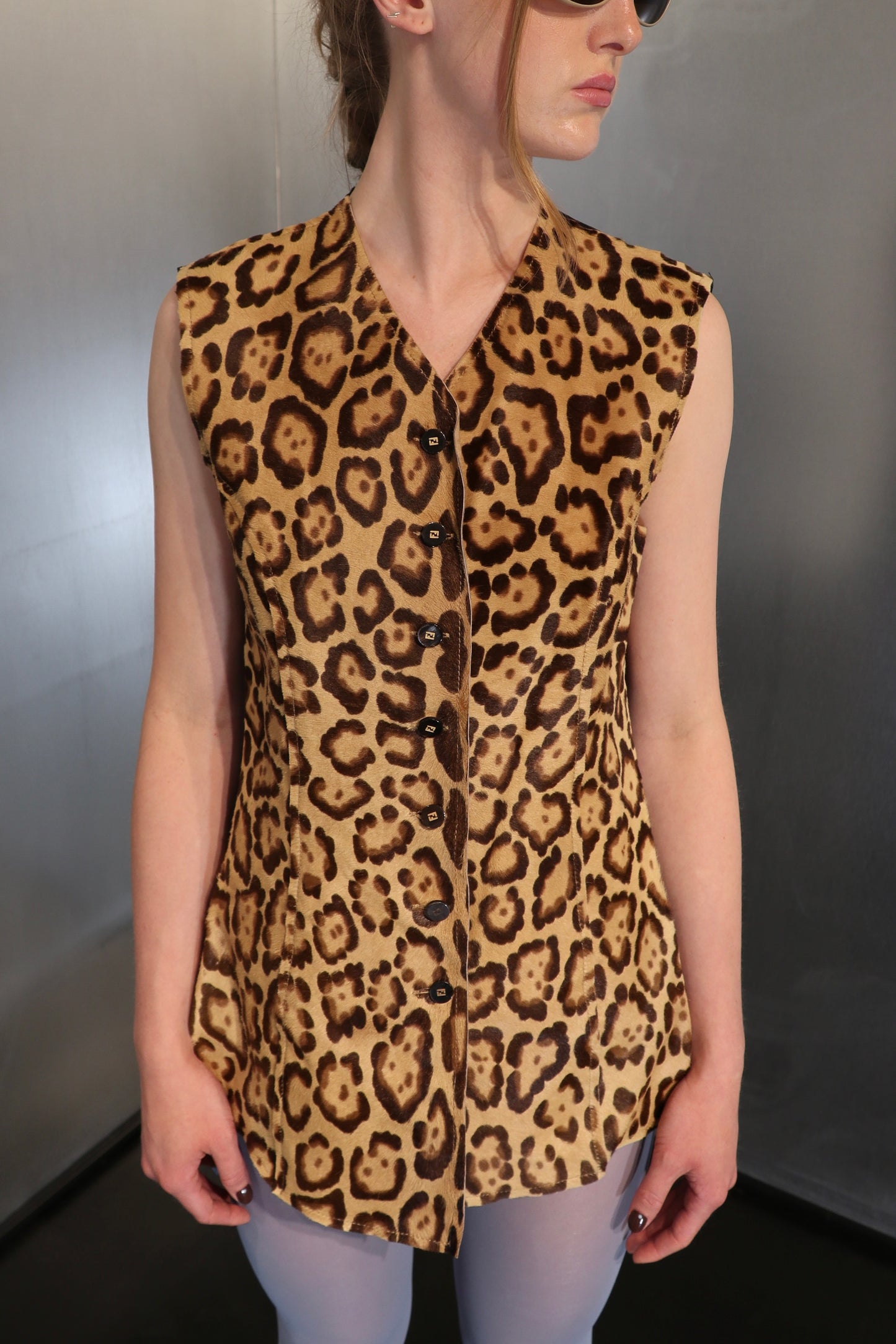 Fendi Leopard fur Zucca vest