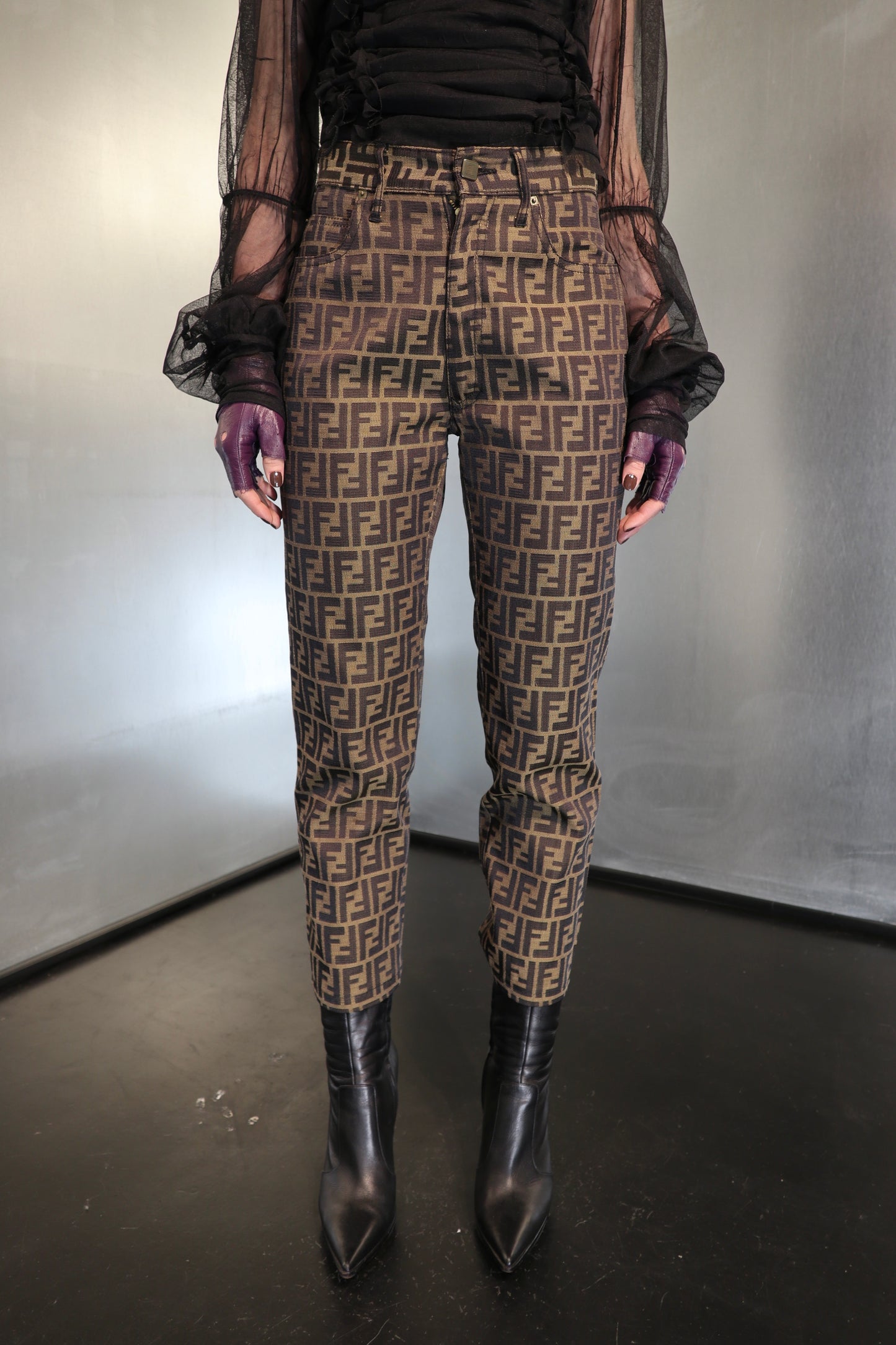 2000s Fendi FF Zucca Monogram Jeans